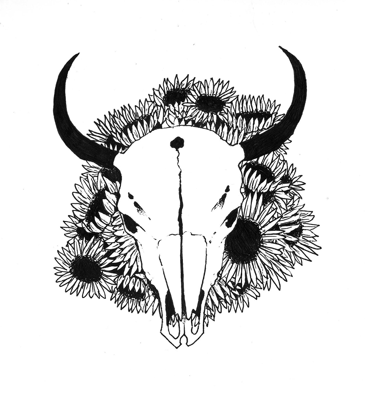 "A Bed of Sunflowers" 2015, pen on printer paper