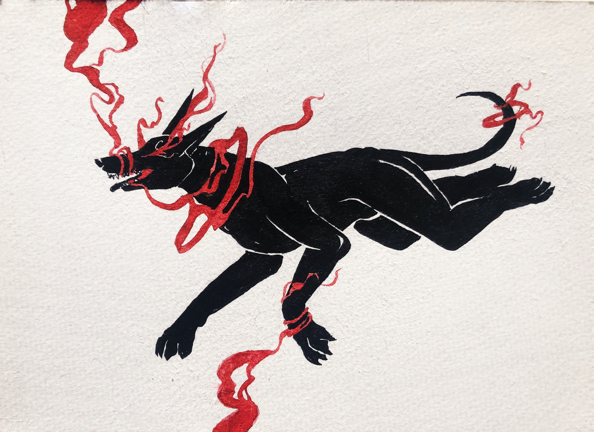 "Let Other's Control You" 2020, india ink and red ink on watercolor paper