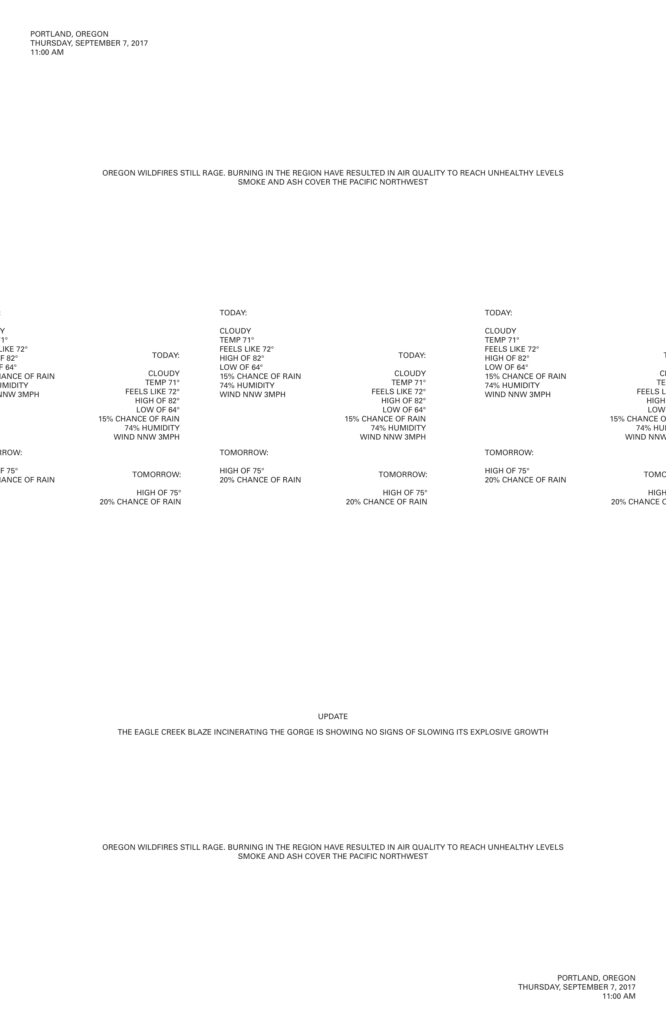"Weather Permutation - One" 2018, Adobe Indesign