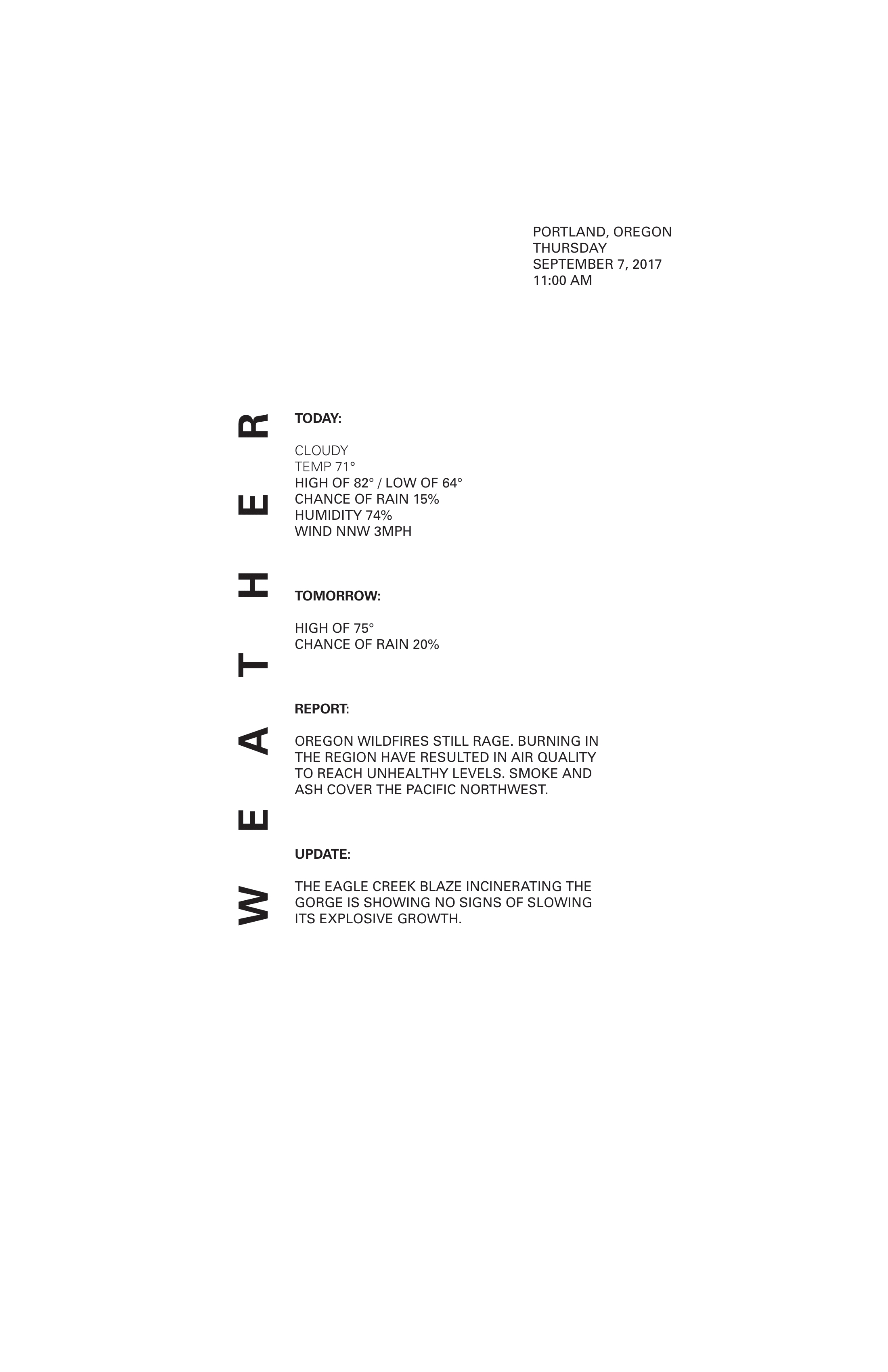 "Weather Permutation - Two" 2018, Adobe Indesign