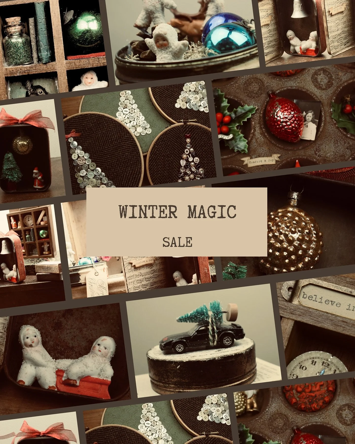 The Winter Shop is open!

Thank you to everyone who has already visited and brought a piece home.

Only a few treasures remain, each one made from vintage ornaments and old treasures.

Every piece carries a small wish: to bring back the innocence and