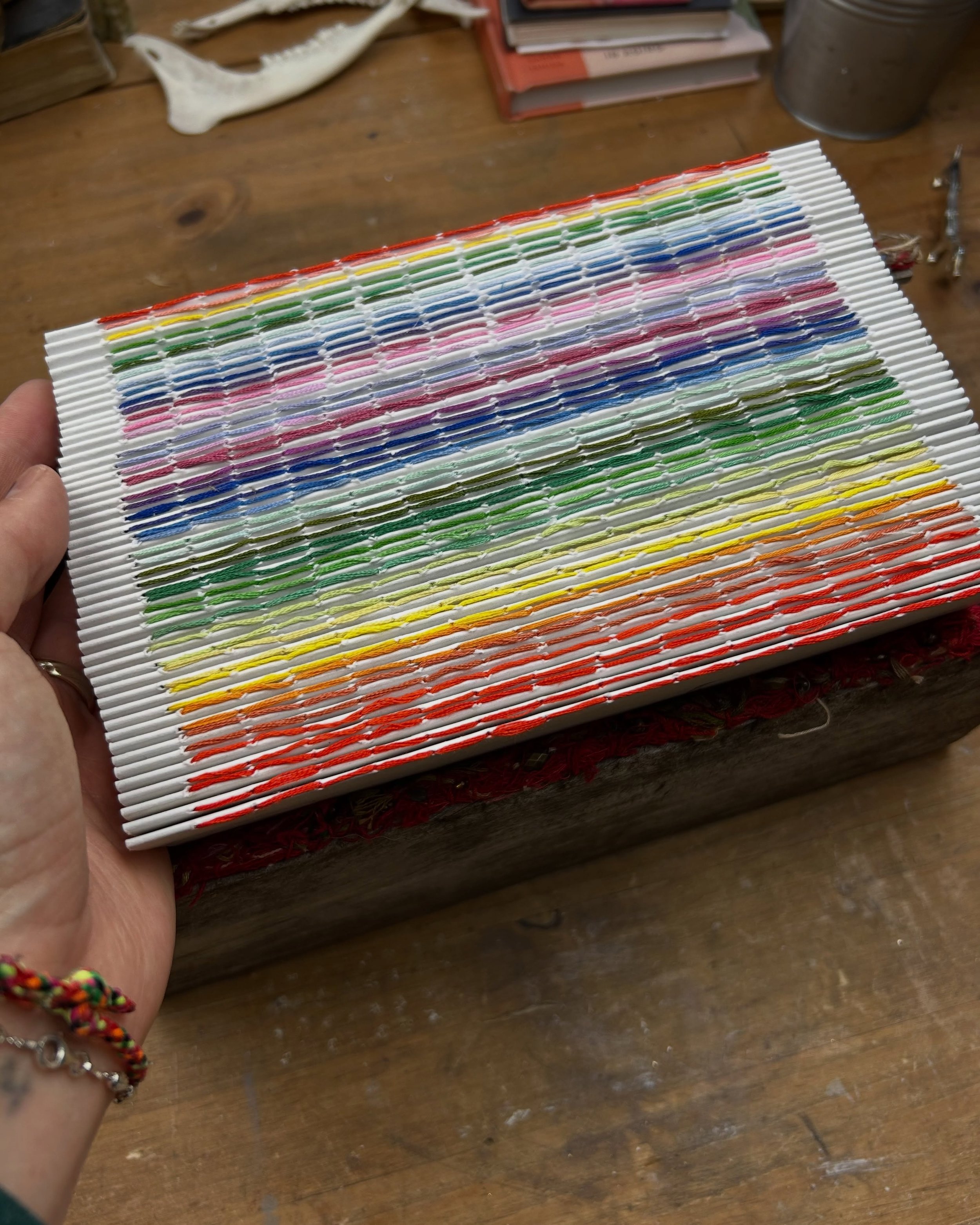 I handmade and bound 50 booklets to mark my 40th birthday, a small limited edition for my dearest family and friends.

Inside is a poem that was first shared with me: Bello Mondo by Italian poet Mariangela Gualtieri, which I also translated into Engl