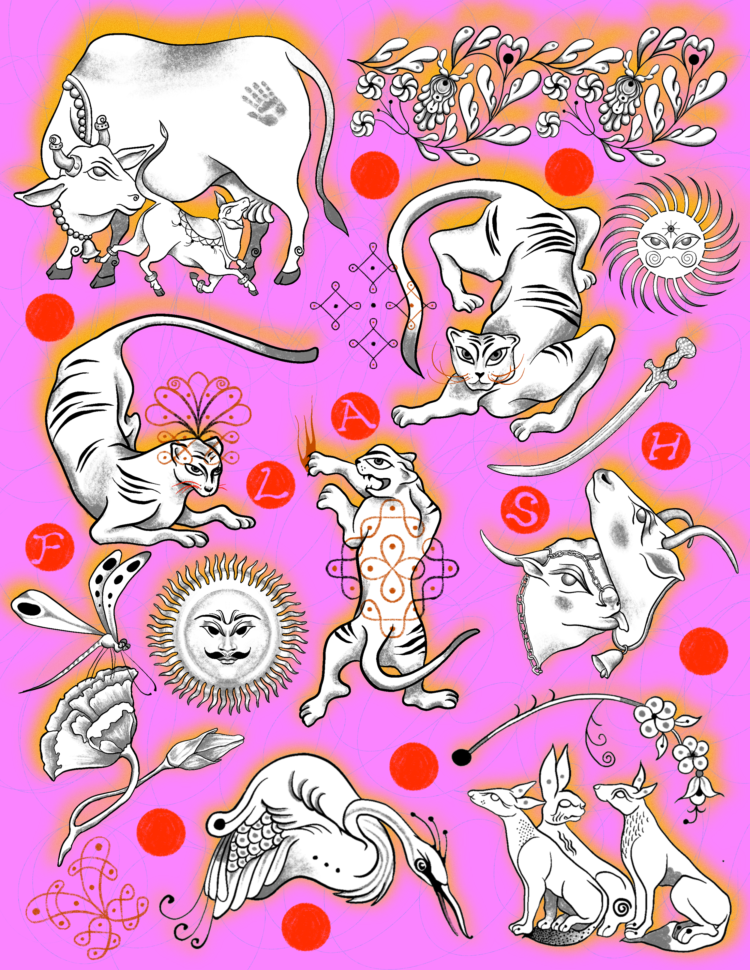 Flash Sheet L | I asked you what imagery you'd like to see in flash designs, and made these based off of responses :-) thank u