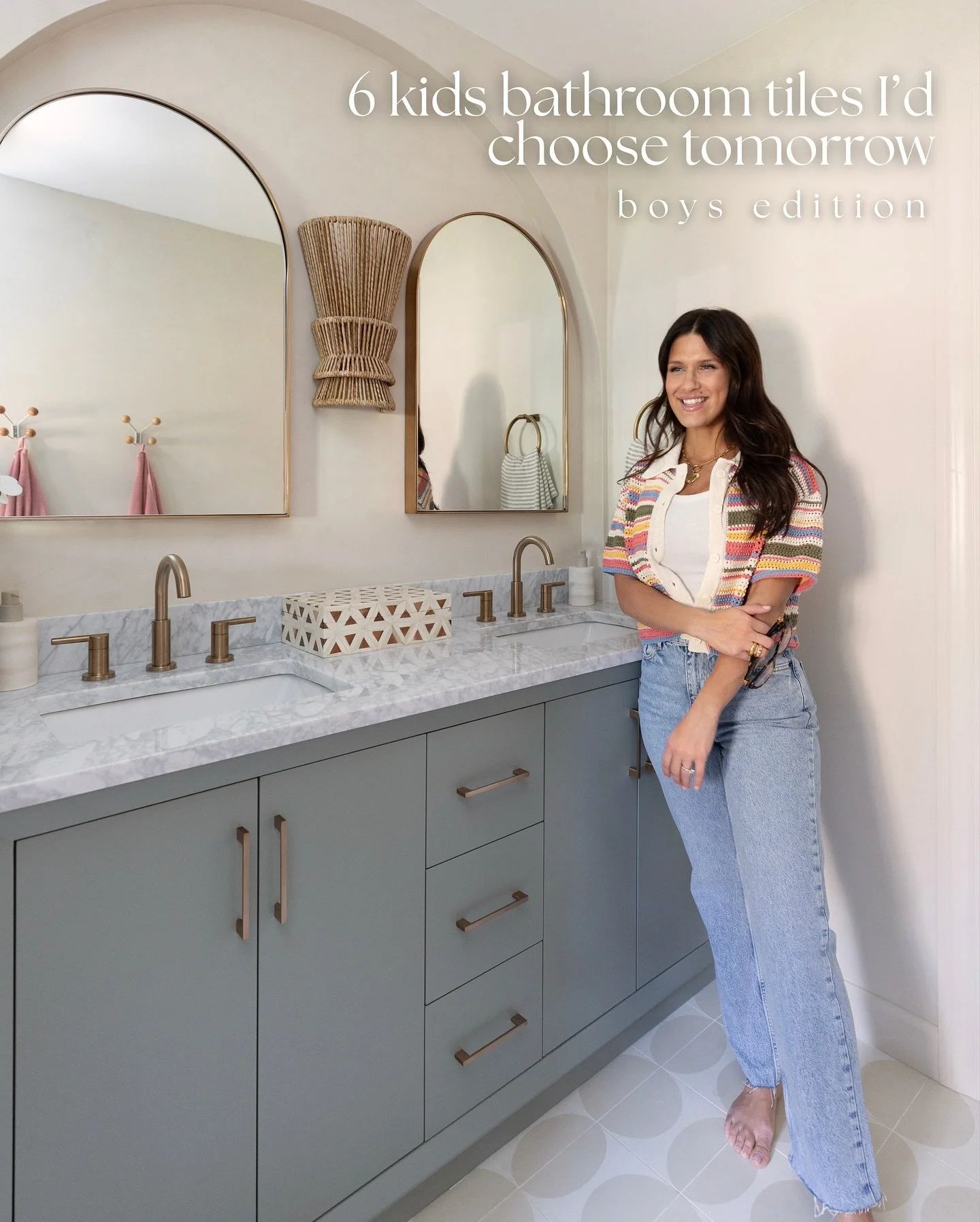 WHICH KID IS YOURS? 〰️6 kids bathroom tile I&rsquo;d choose tomorrow &mdash; BOYS EDITION! 🛹
.
Considering my son&rsquo;s favorite colors are &ldquo;red and black&rdquo; 🫠 (Maybe my worst nightmare???) I suppose mine would be the red zellige tiles.