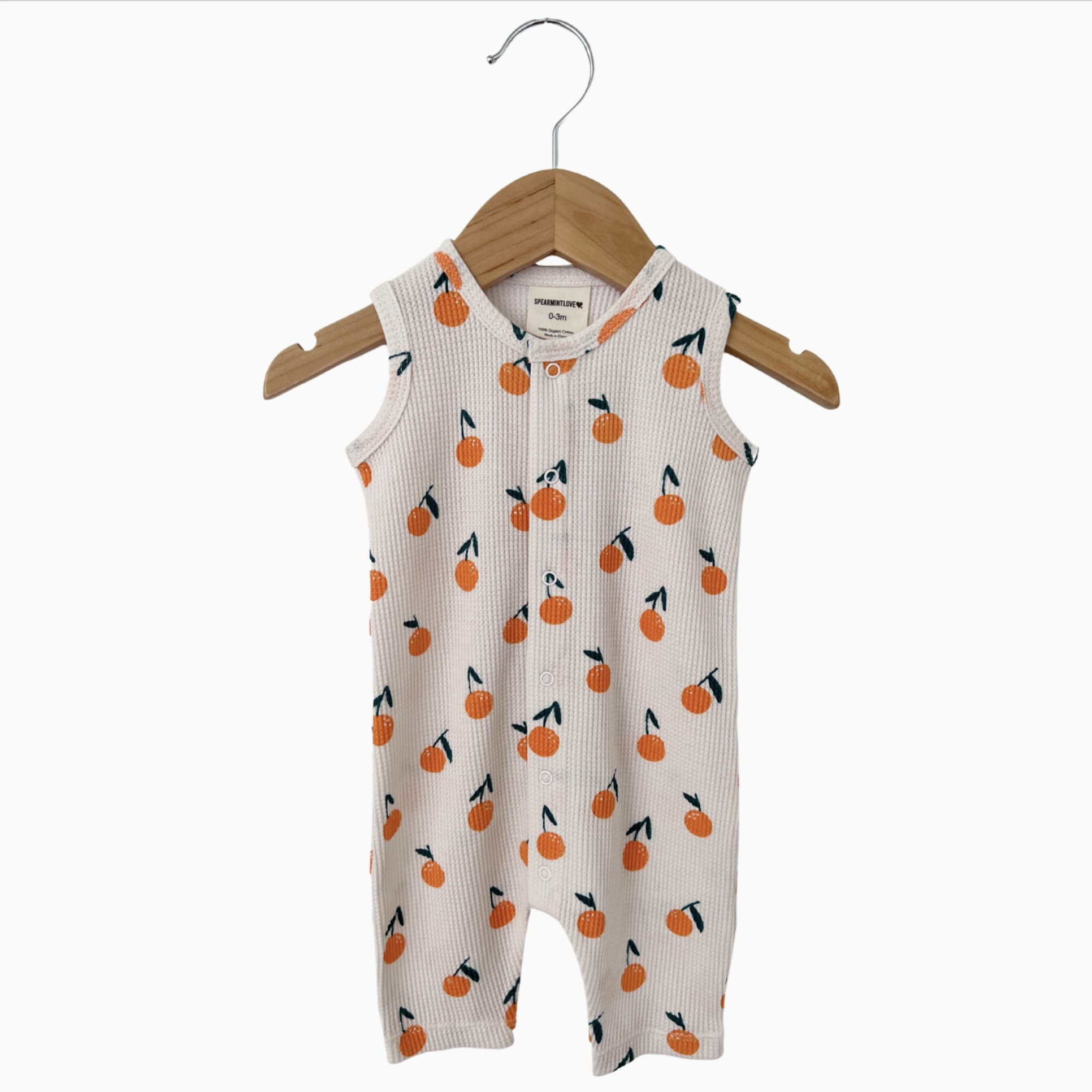 Organic Waffle Easy Romper - Oranges
