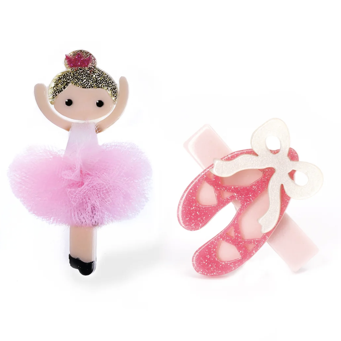 Ballerina Pink Tutu Ballet Slipper Hair Clips