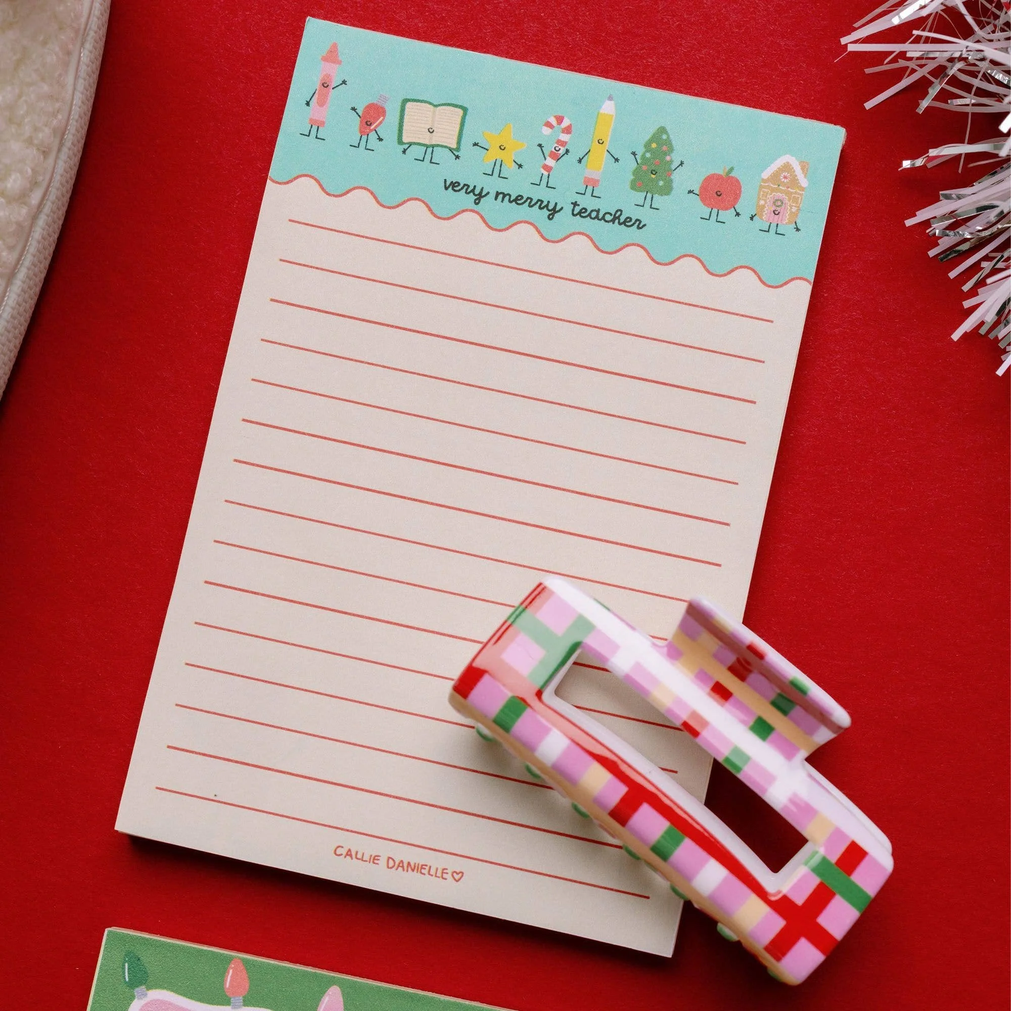Very Merry Teacher Christmas 4x6 Lined Notepad