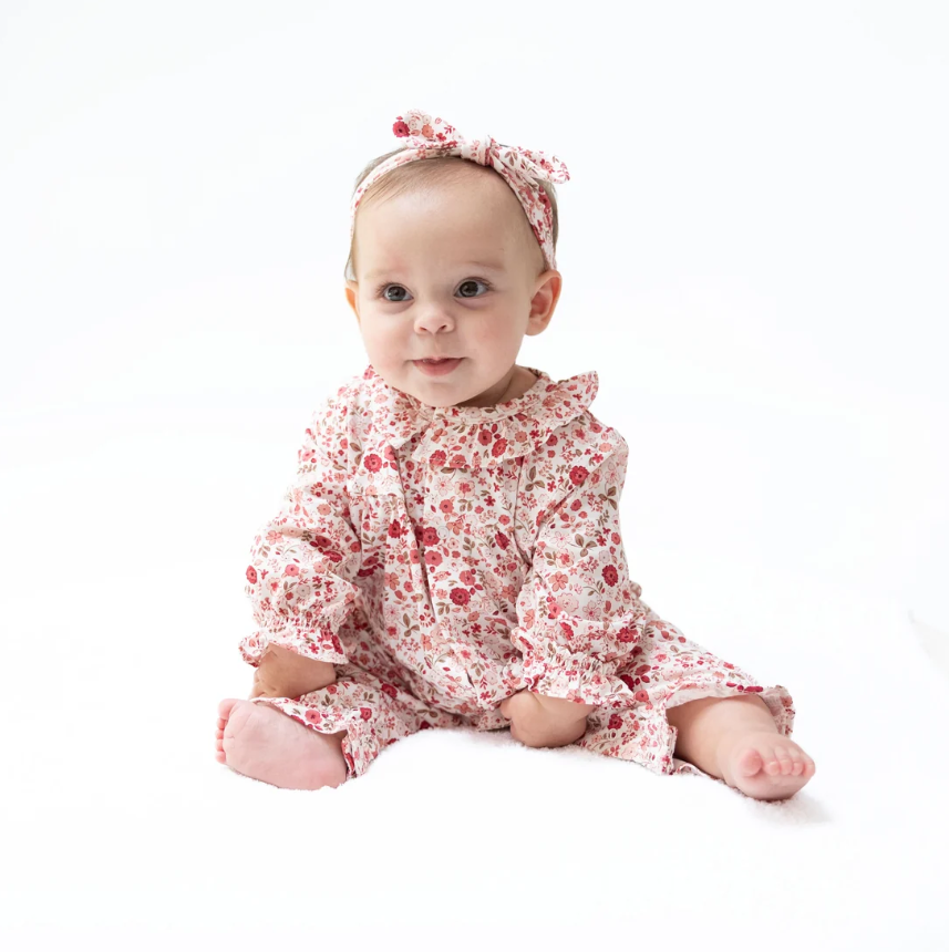Serene Floral - Long Sleeve Ruffle Collar Romper