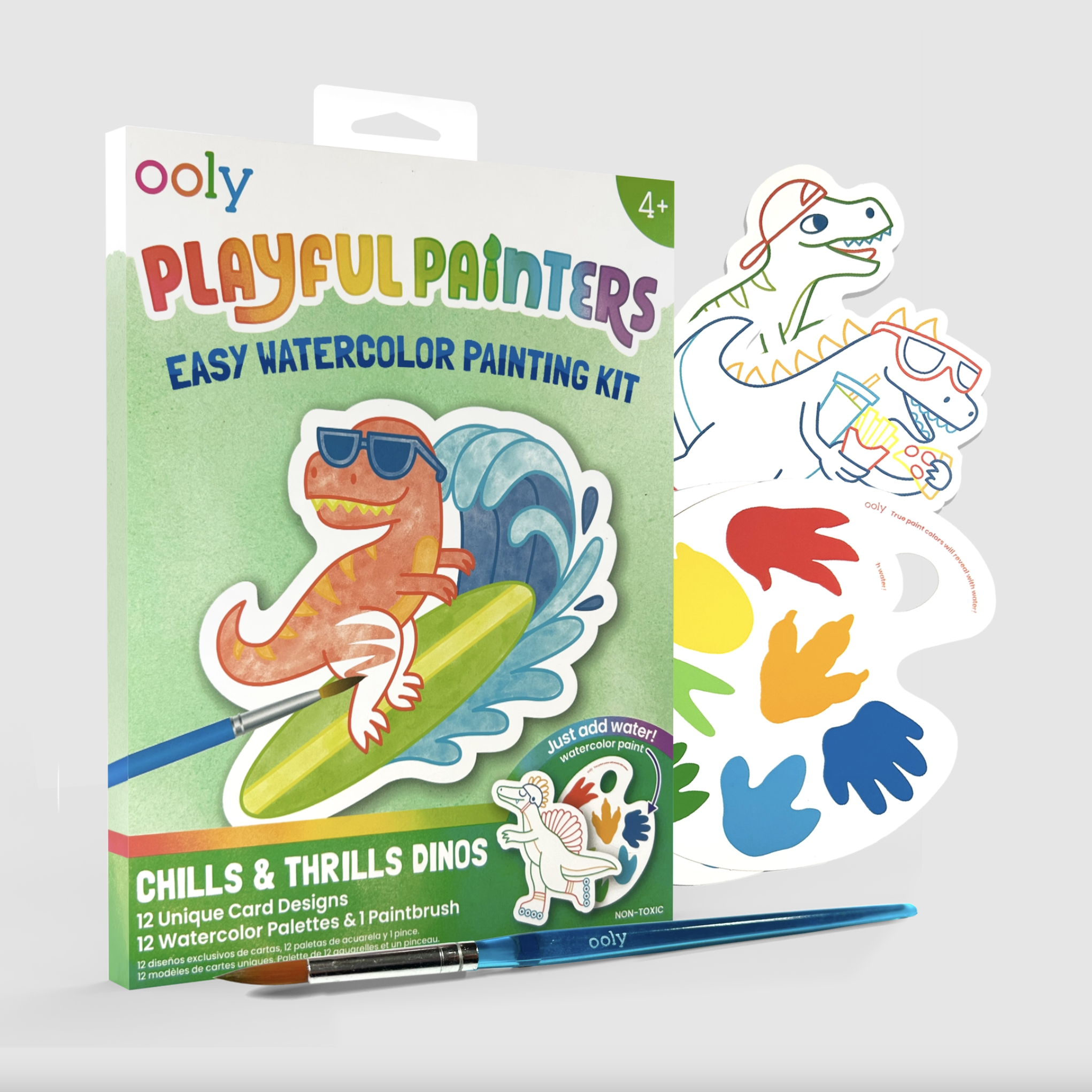 Playful Painters: Easy Watercolor Painting Kit - Chills & Thrills Dinos