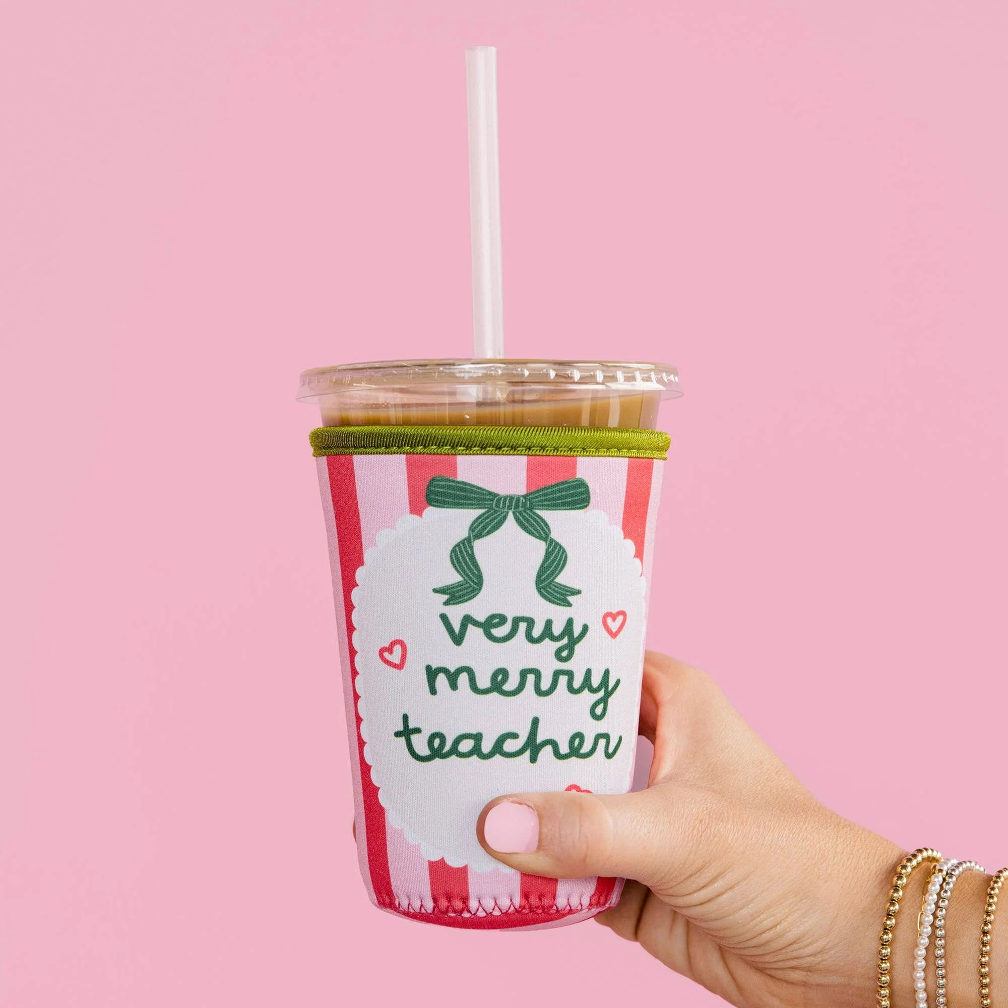 Very Merry Teacher Christmas Drink Sleeve