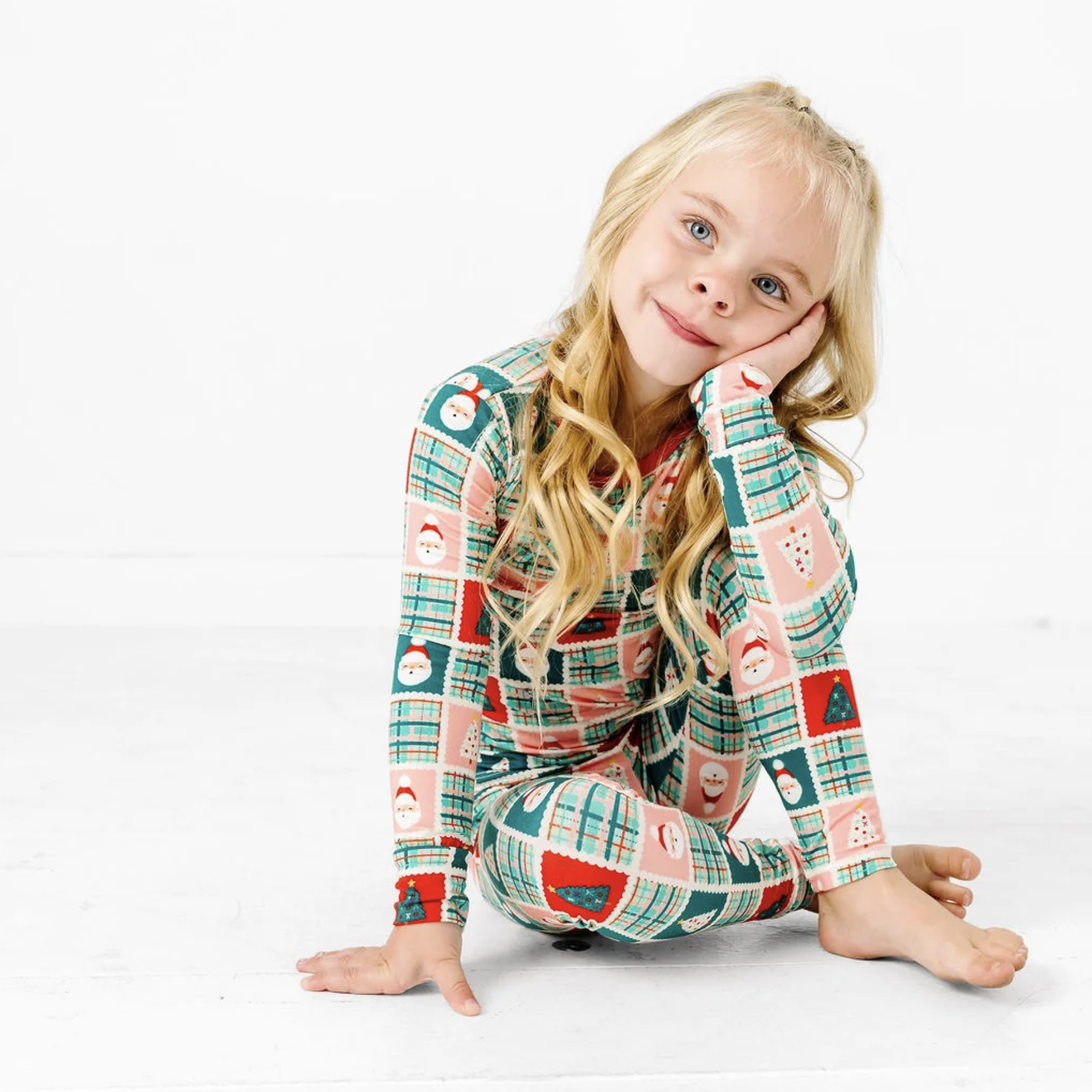 Patchwork Santa Long Sleeve Jammies Set