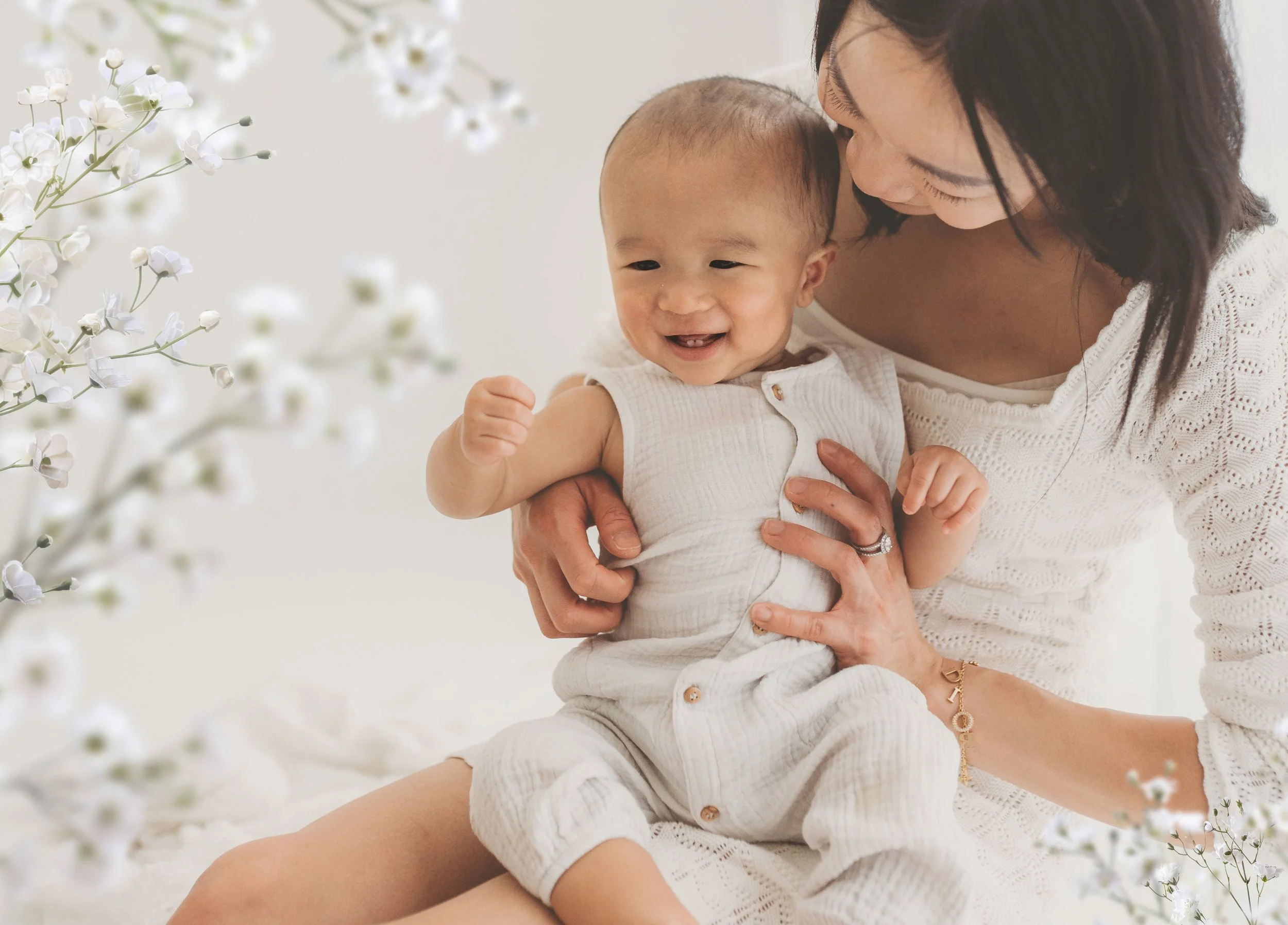 mother and son in a cuddle, smiling and connecting
