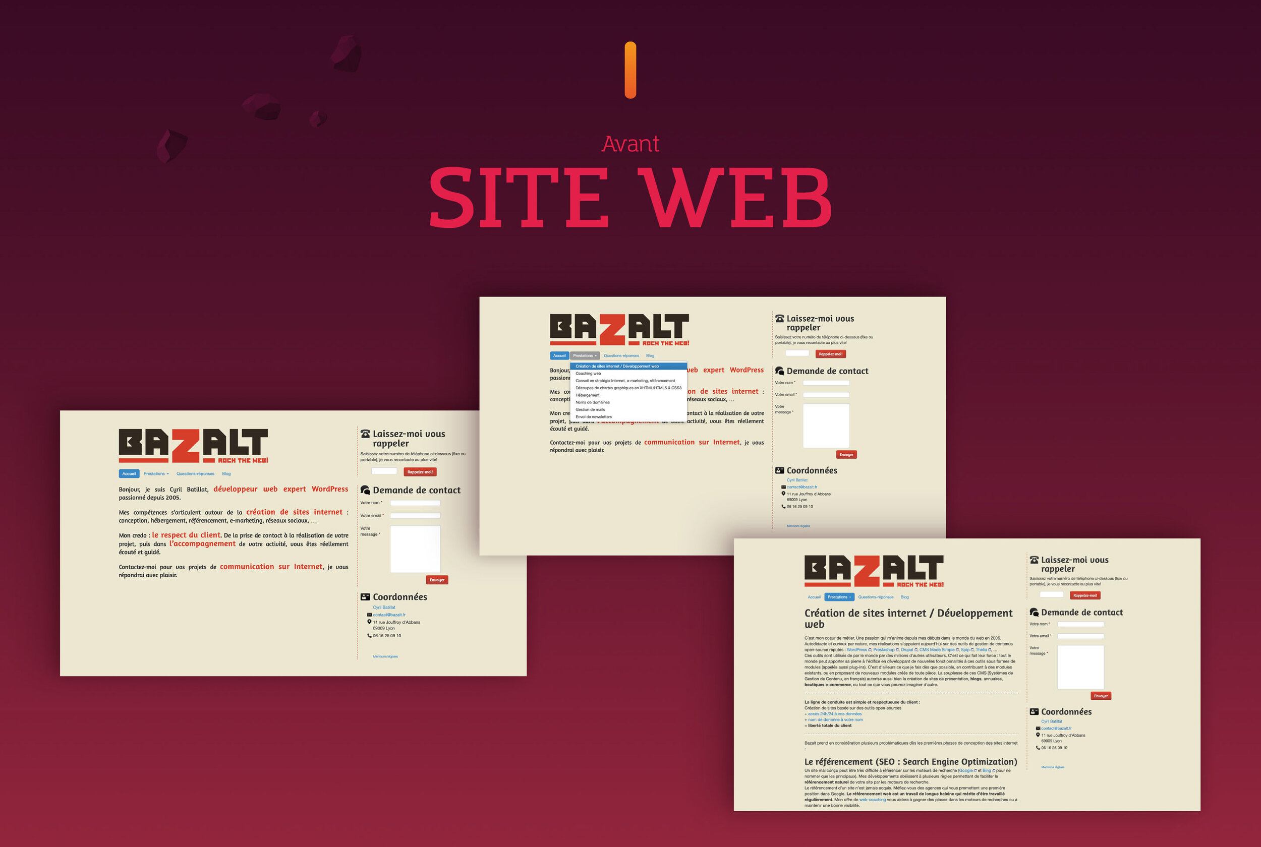 Présentation du site web de l'agence Bazalt avant