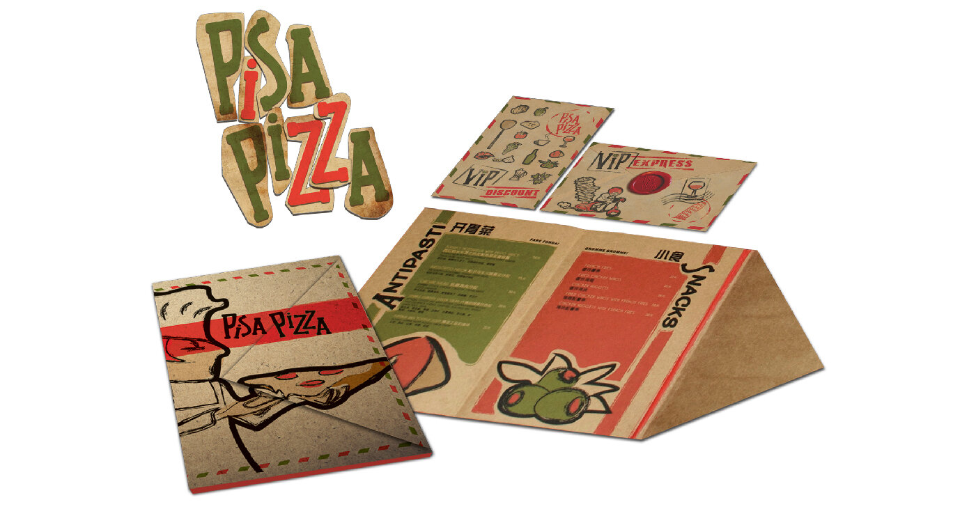 Menu façon lettre pour la pizzeria