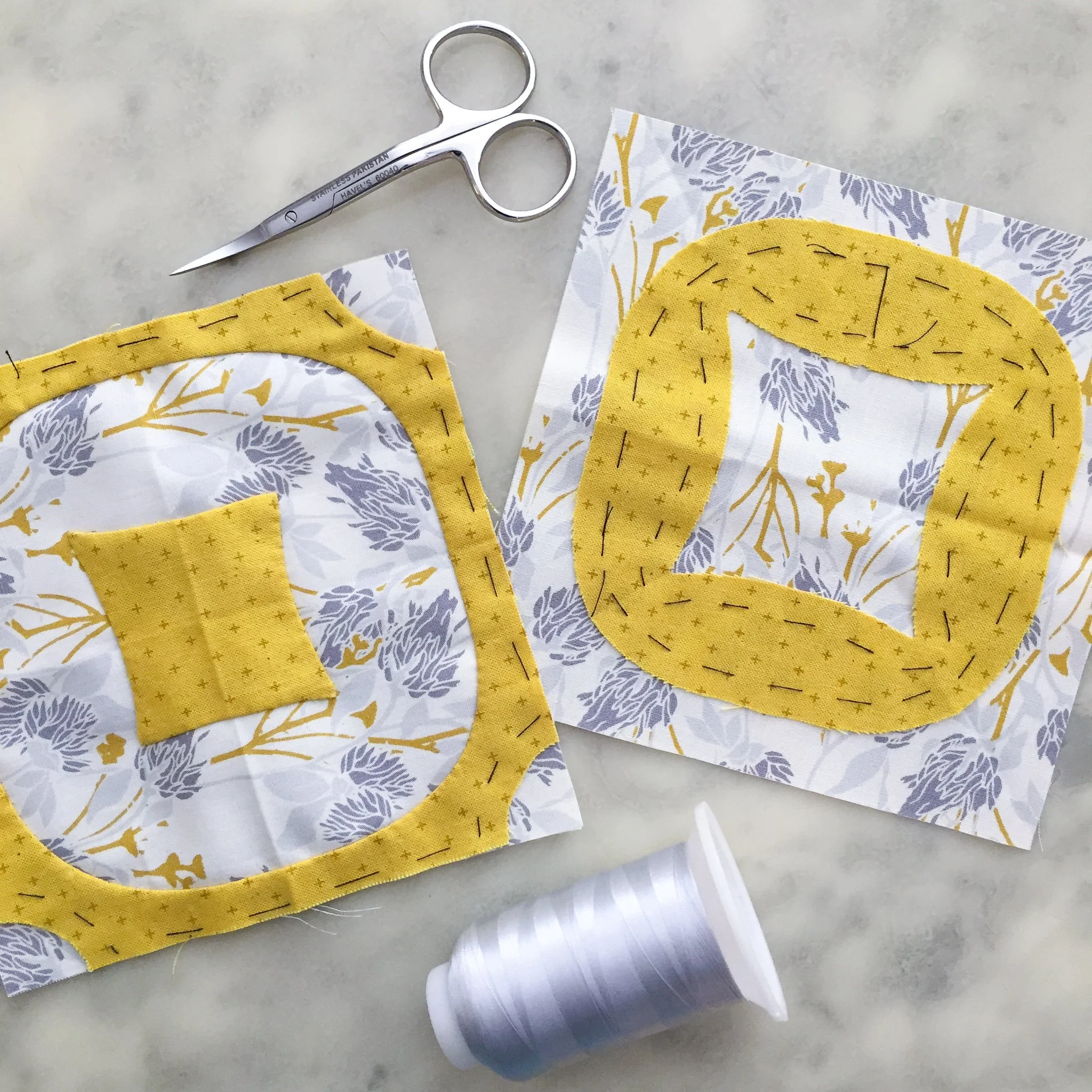 Appliqué project: Pillow made using Wainwright pattern by Carolyn Friedlander