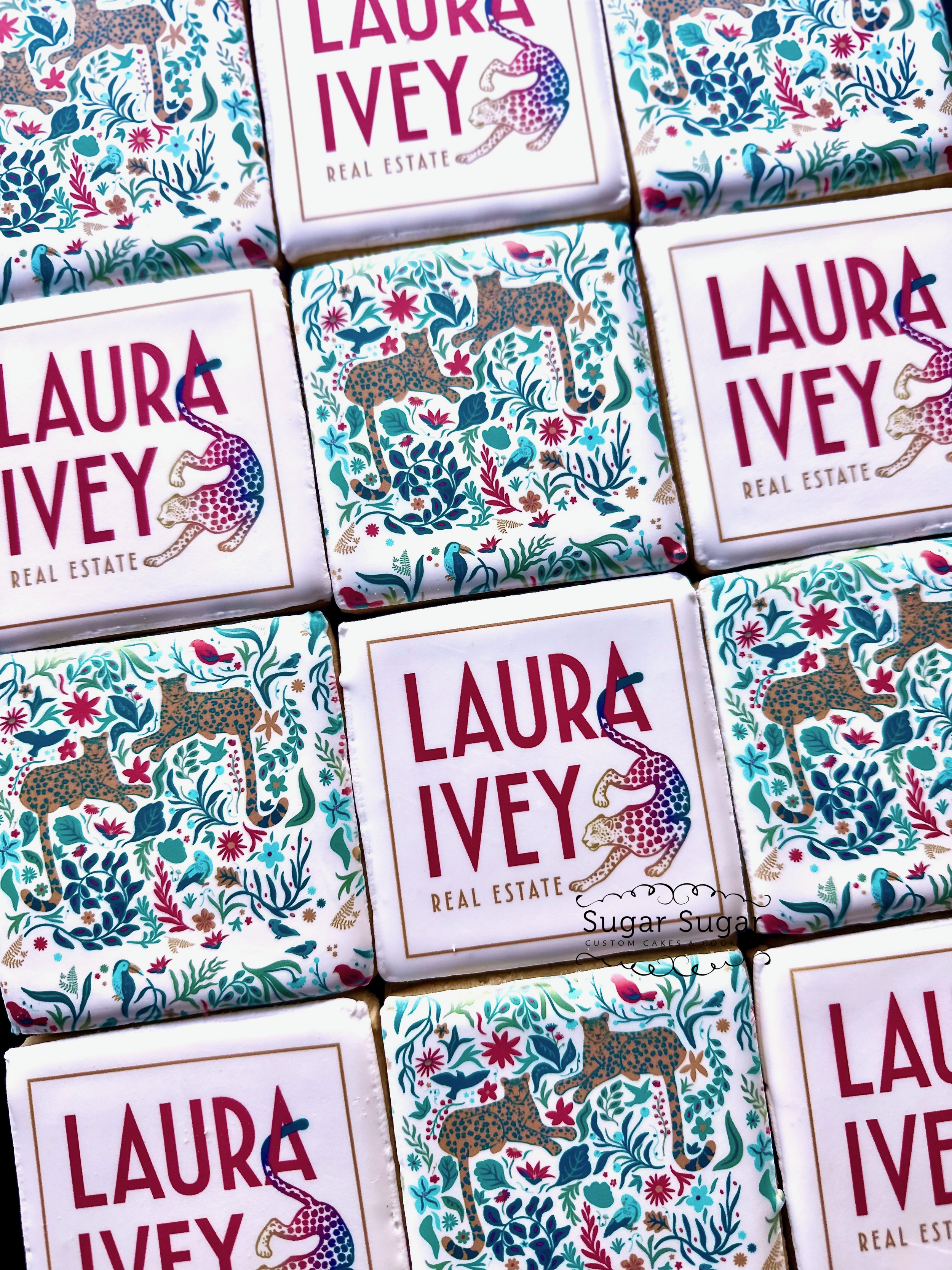 Laura Ivey Cookies, Realtor Cookies, Logo Cookies, Branded Cookies, Printed Logo Cookies, Corporate Logo Cookies, Client Gifts, Event Gifts, Printed Logo Cookies