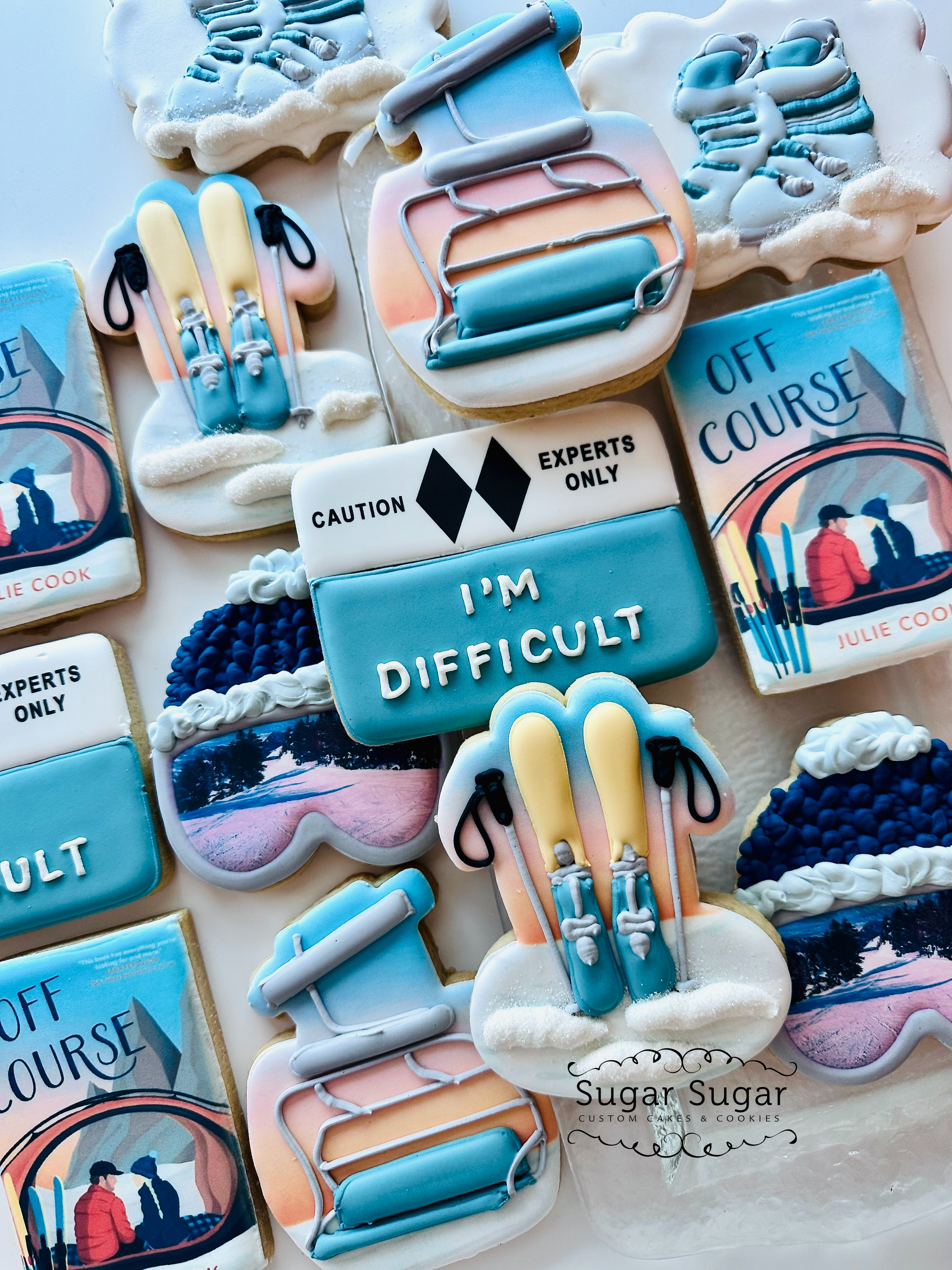 Off Course, Book Release Cookies, Book Cookies, Logo Cookies, Branded Cookies, Printed Logo Cookies, Corporate Logo Cookies, Client Gifts, Event Gifts, Printed Logo Cookies