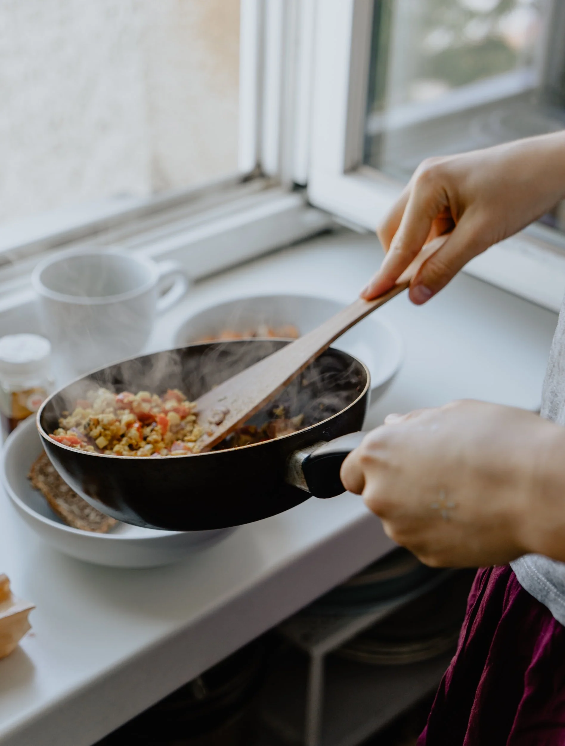 Prepare a meal, no matter how simple. For me it is always Velveeta mac-and-cheese.