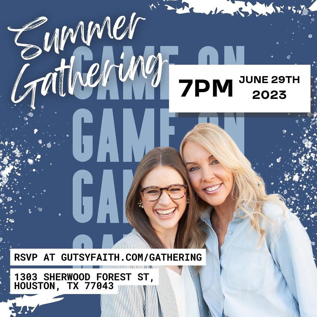 ONE DAY AWAY‼️💥

Join us tomorrow night for a special Summer Night Gutsy Faith Gathering. 

📍 1303 Sherwood Forest Houston, Texas 77043
⏰ 7 PM. *Doors open at 6:30
💌 RSVP link in bio

You can expect a night full of powerful prayer, praise and wors