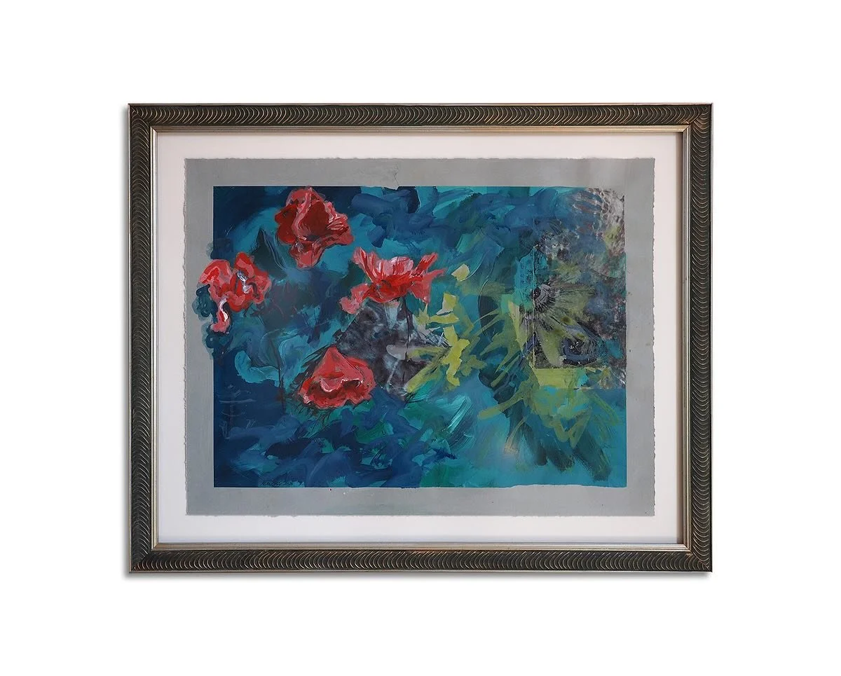 .
.
Les Coquelicots, 2024
Mixed media, acrylic paint, reverse photo transfer and photographic collage on paper
25 x 31 x 0.75 in framed

Catch me at Cowboy Up tomorrow night in downtown Carbondale! All proceeds benefit the Carbondale Education Founda