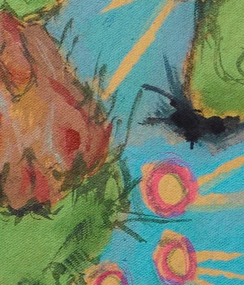 &mdash; 

Le Figuier de Barbarie (Detail) 

Otherworldly and strange, delicate flowers emerge between the spines of the prickly pear. 

Bathed in the warm tangerine light of Provence, the familiar begins to shift. Moments of realism draw you in&mdash