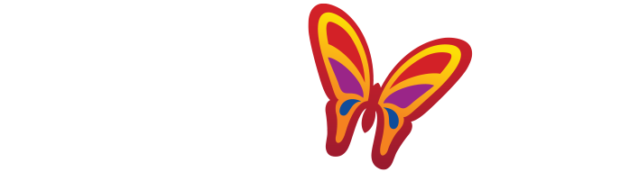 Dolly Parton logo with a butterfly replacing the letter 'o' in 'Hollywood'.