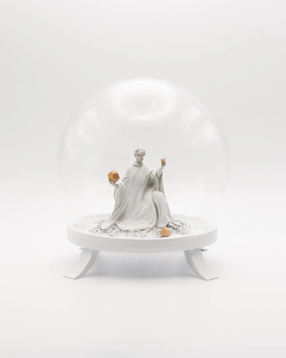 Quintessence (2023) Resin, acrylic paint, glass, gold leaf