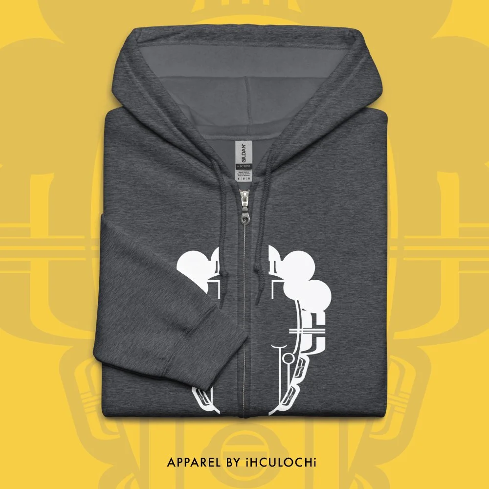 iHCULOCHi's Face of Knowing Mask Graphic Unisex heavy blend zip hoodie