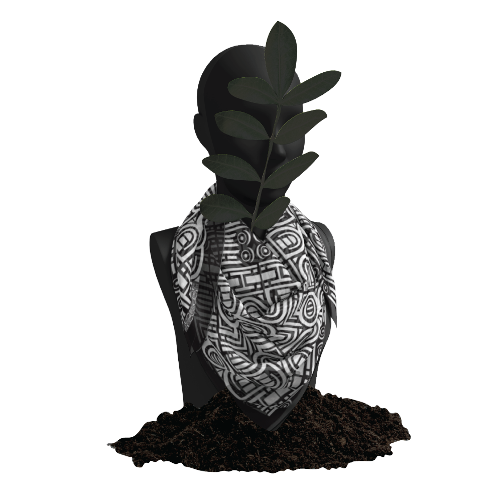 iHCULOCHi Night and Day Square Scarf (Black background)