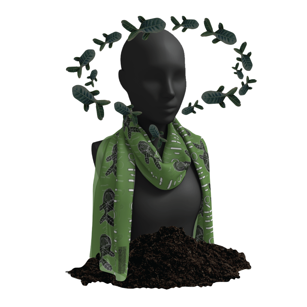 Free Fish Long Scarf (green)