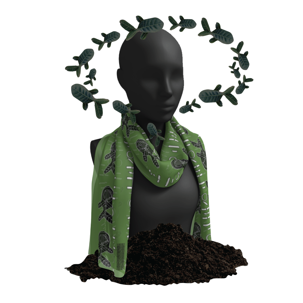 Free Fish Long Scarf (green)