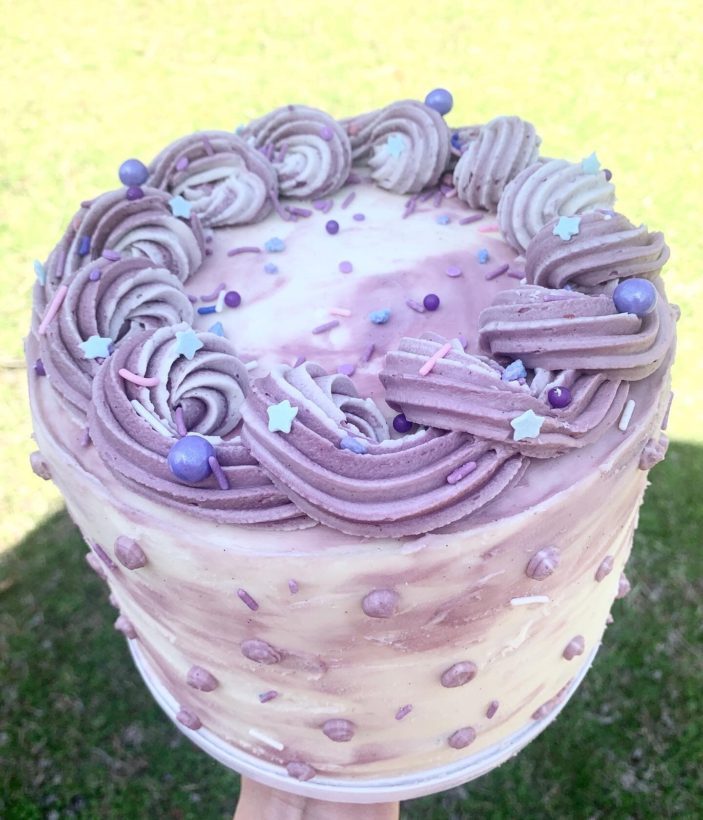 Sweet little purple cake. 💜 

8&rdquo;, 4 layer chocolate cake with vanilla buttercream