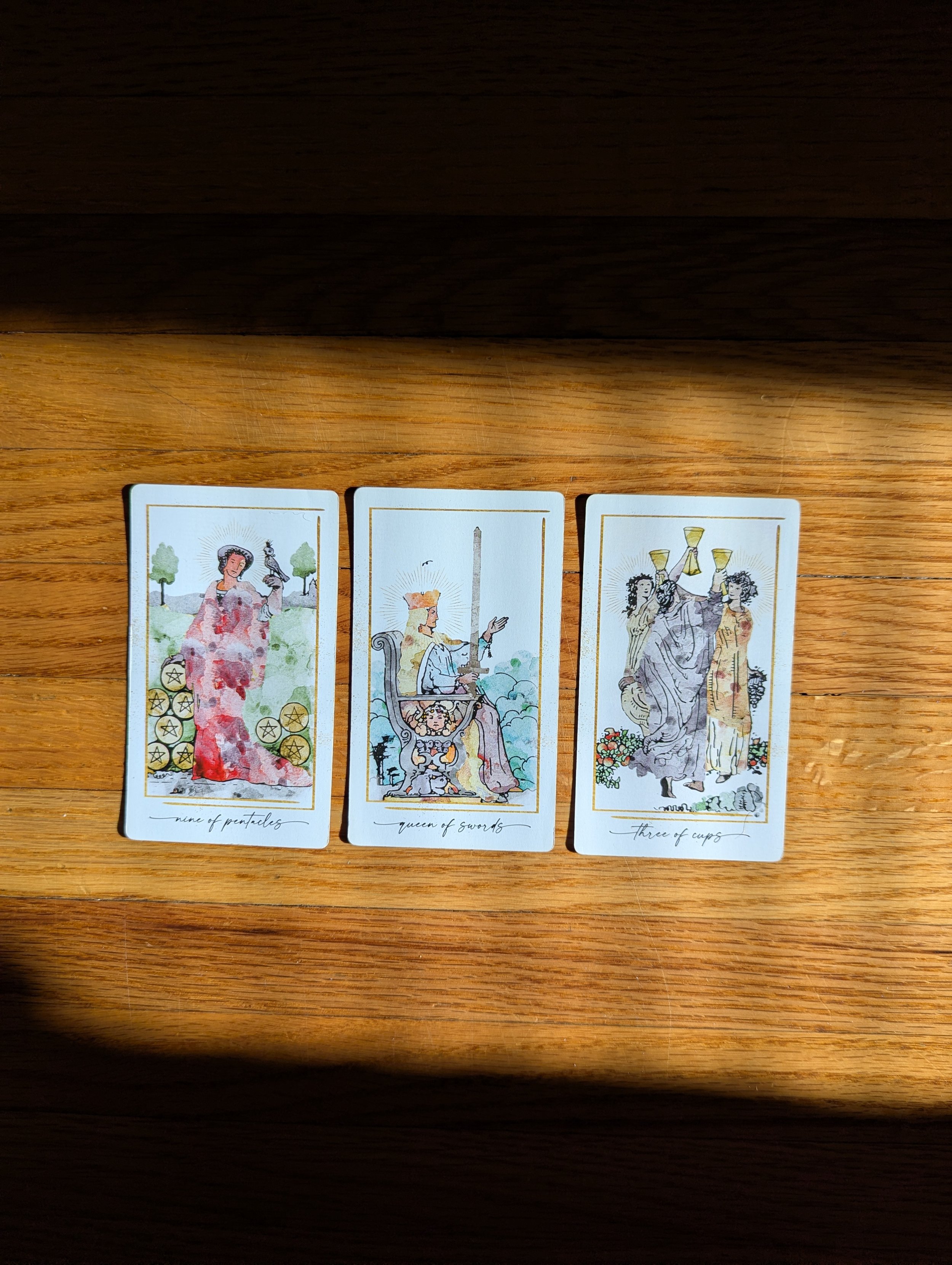 11.18-11.24.2025: Nine of Pentacles, Queen of Swords, Three of Cups