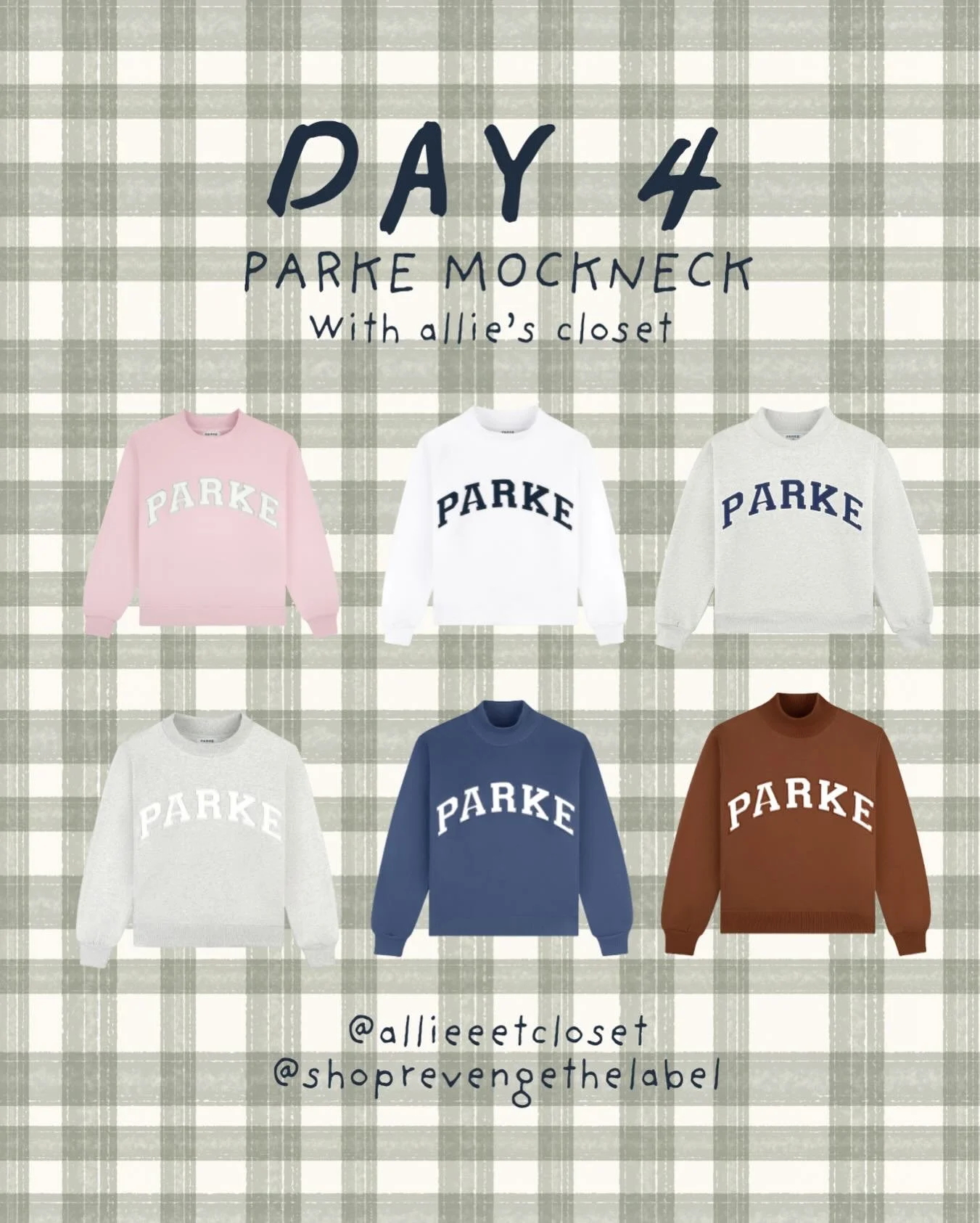 WE HEARD YOU WANTED A PARKE MOCKNECK!!! REVENGEMAS DAY 4 IS LIVE! 🎁🧸🌟

You love parke! We love parke! We love you and cannot wait to give one of you girlies a cutie @parke crewneck! I have partnered with a one of a kind business! @allieeetcloset !