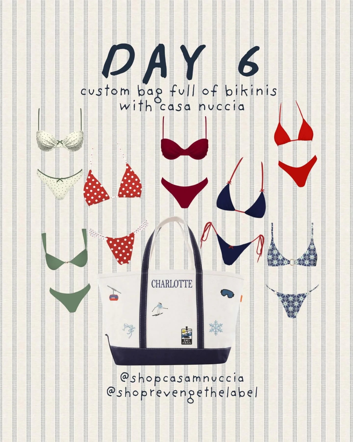 ALL YOU NEED IS A CUTE BAG &amp; TOO MANY BIKINIS TO CHOOSE FROM! 👙👛👒 REVENGEMAS DAY 6 IS HERE! 

im partnering with truly one of my favorite small businesses &hellip; ever! @shopcasanuccia  seriously she is so talented, so kind, and just the best