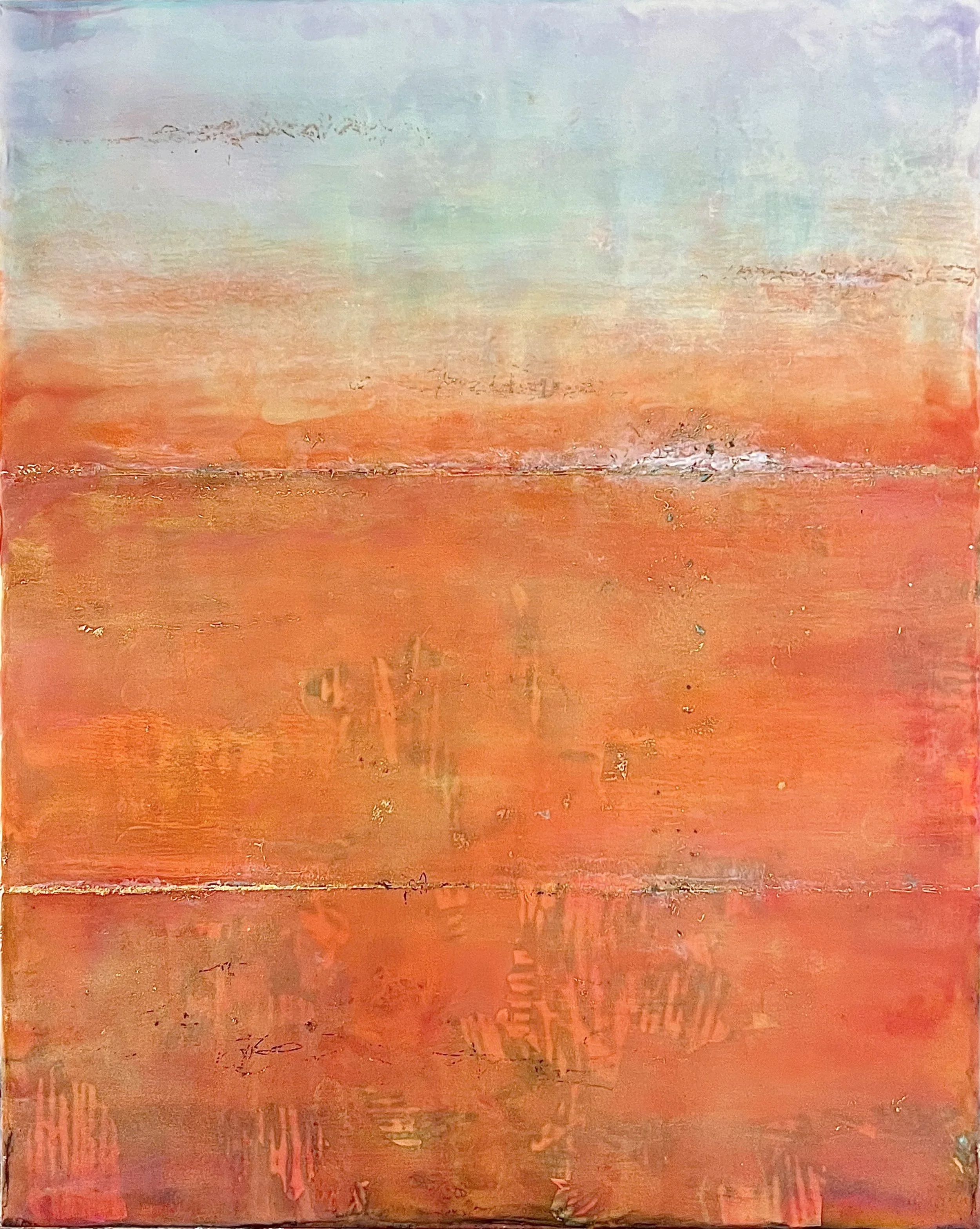 Deanne Palmer_Slow Burn Sunrise_51x41cm_encaustic painting on wood panel_