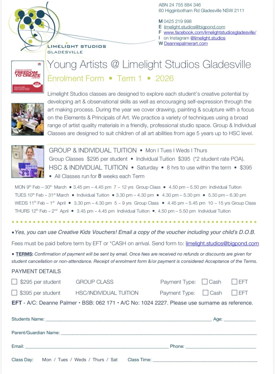 Art classes and workshops