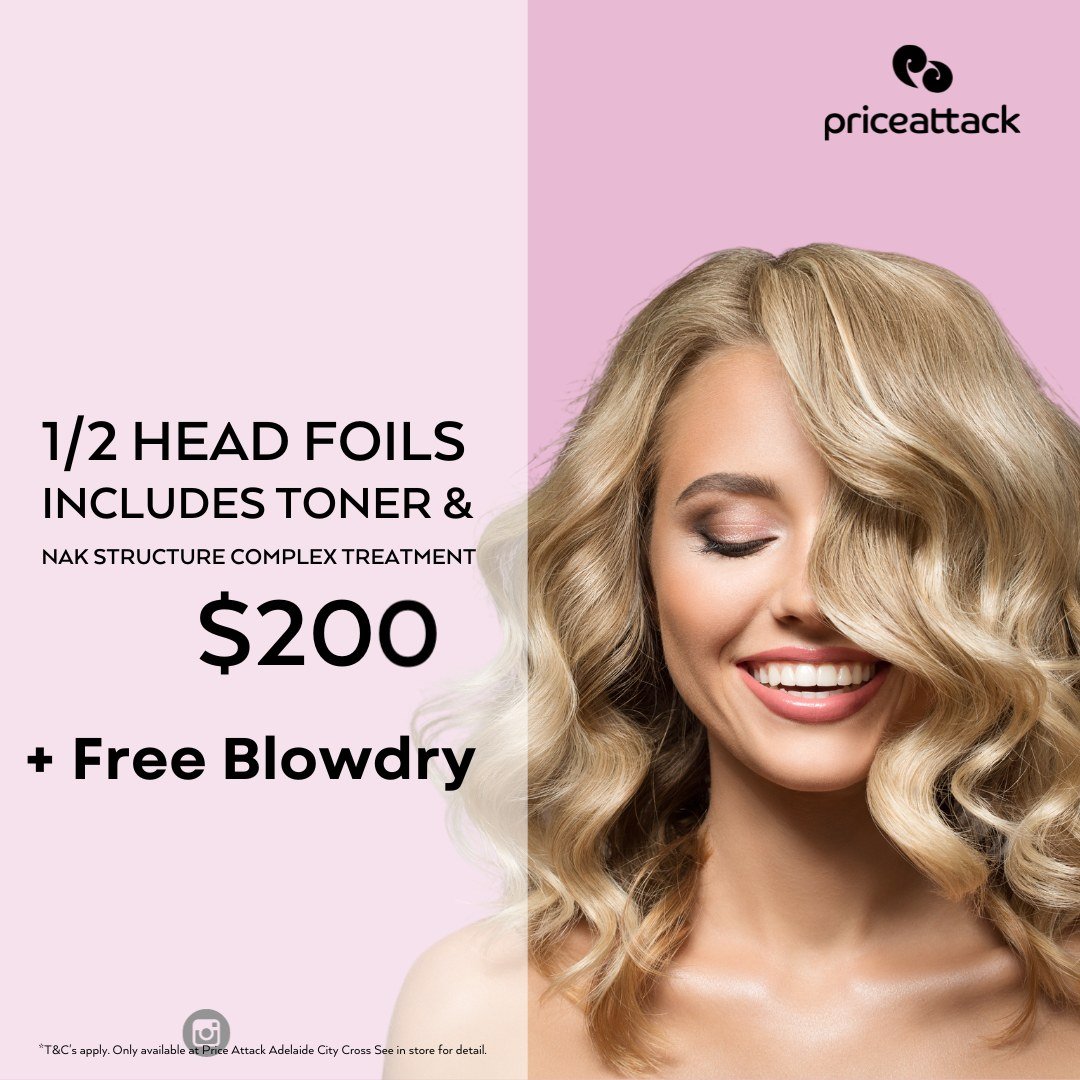 LIMITED TIME OFFER! 
1/2 Head Foils and Toner for $200

Call 0402963516 to make your appointment today.

Adelaide City Cross Store only.

#adelaidehairsalon #blondehairspecialists #rundlemallhairsalon