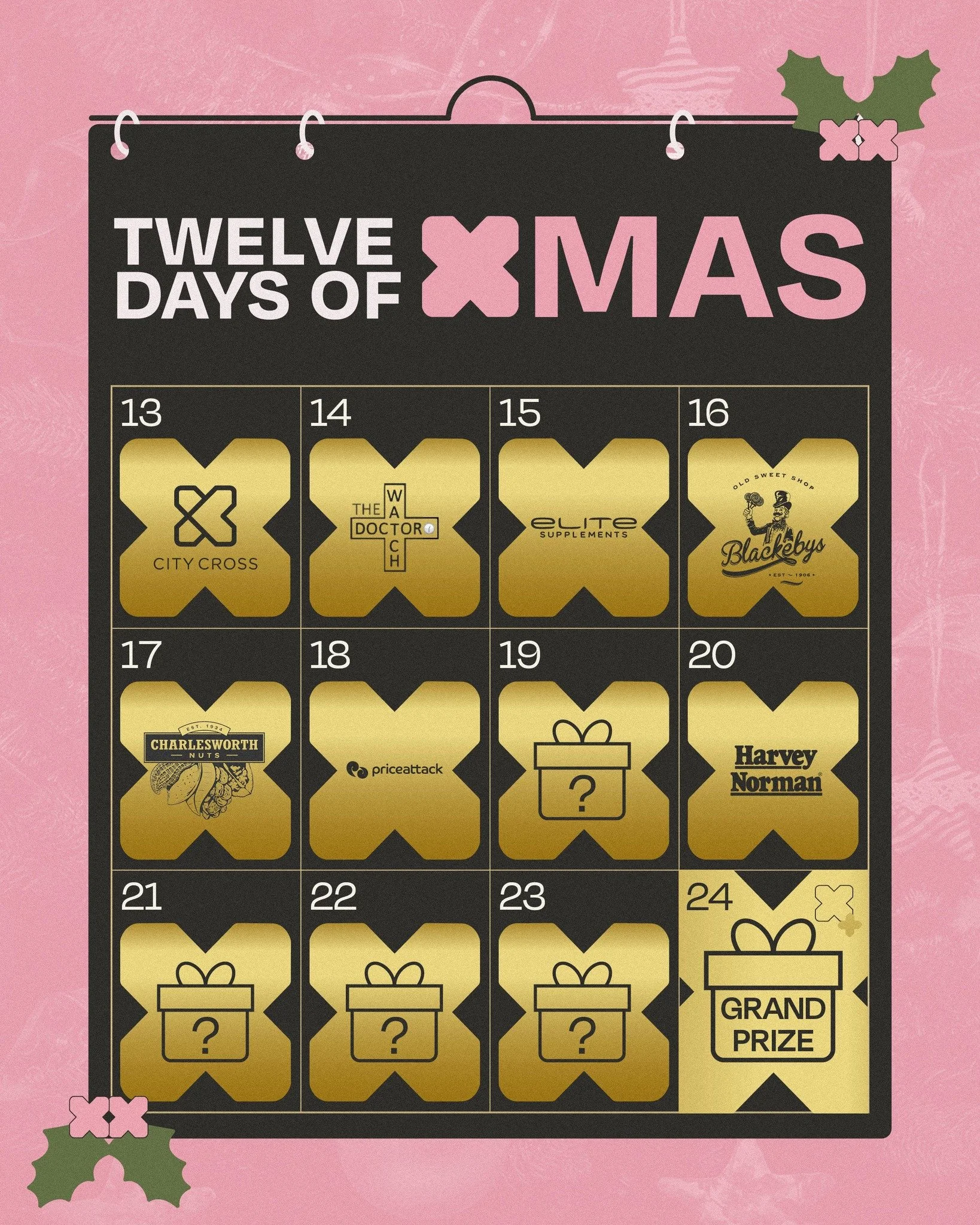 CROSSMAS IS HERE!

We're giving away daily prizes from the 13-24 of December.

To enter, simply:
Follow @citycross
Like the post
Tag a friend

Good luck!
We'll be in contact with you if you're the lucky winner!

#CBD #citycross #adelaide #crossmass #