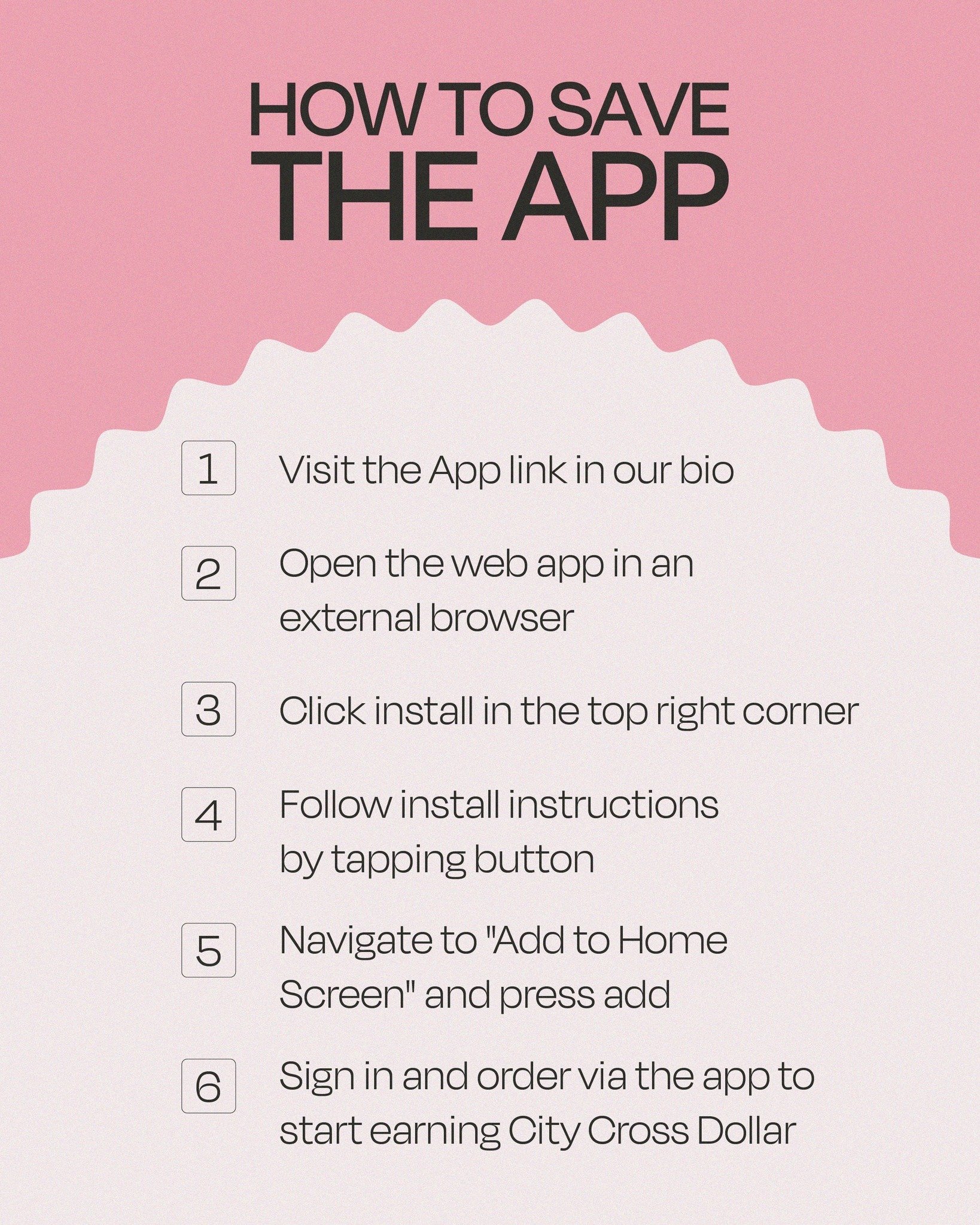 Have you got the City Cross App?

Follow these simple steps to skip the queues, earn City Cross Dollars, and unlock limited-time offers when you order via the app!

#CBD #citycross #adelaide #citycrossapp