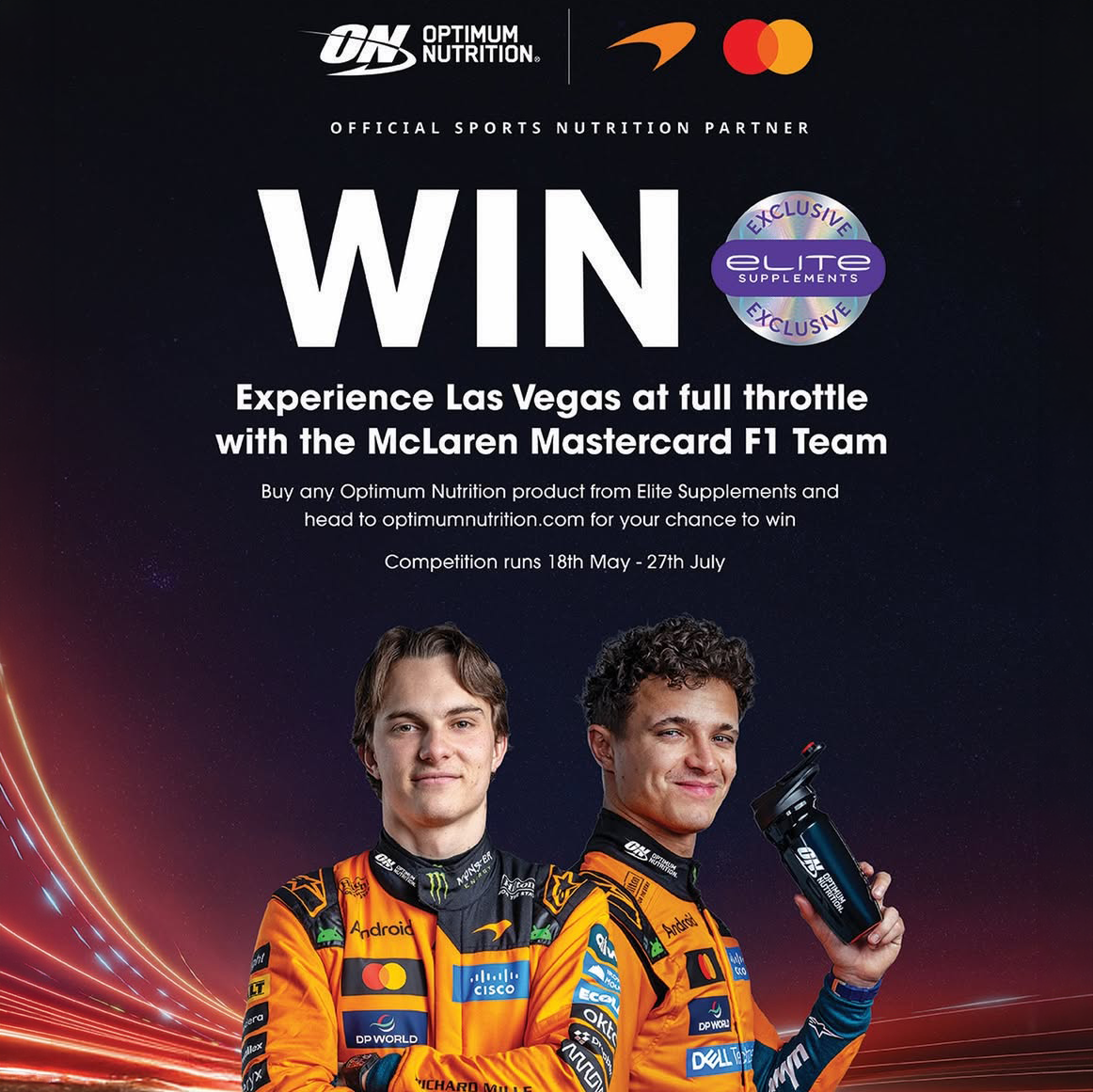 Elite Supplements - Win a weekend of F1 in Las Vegas