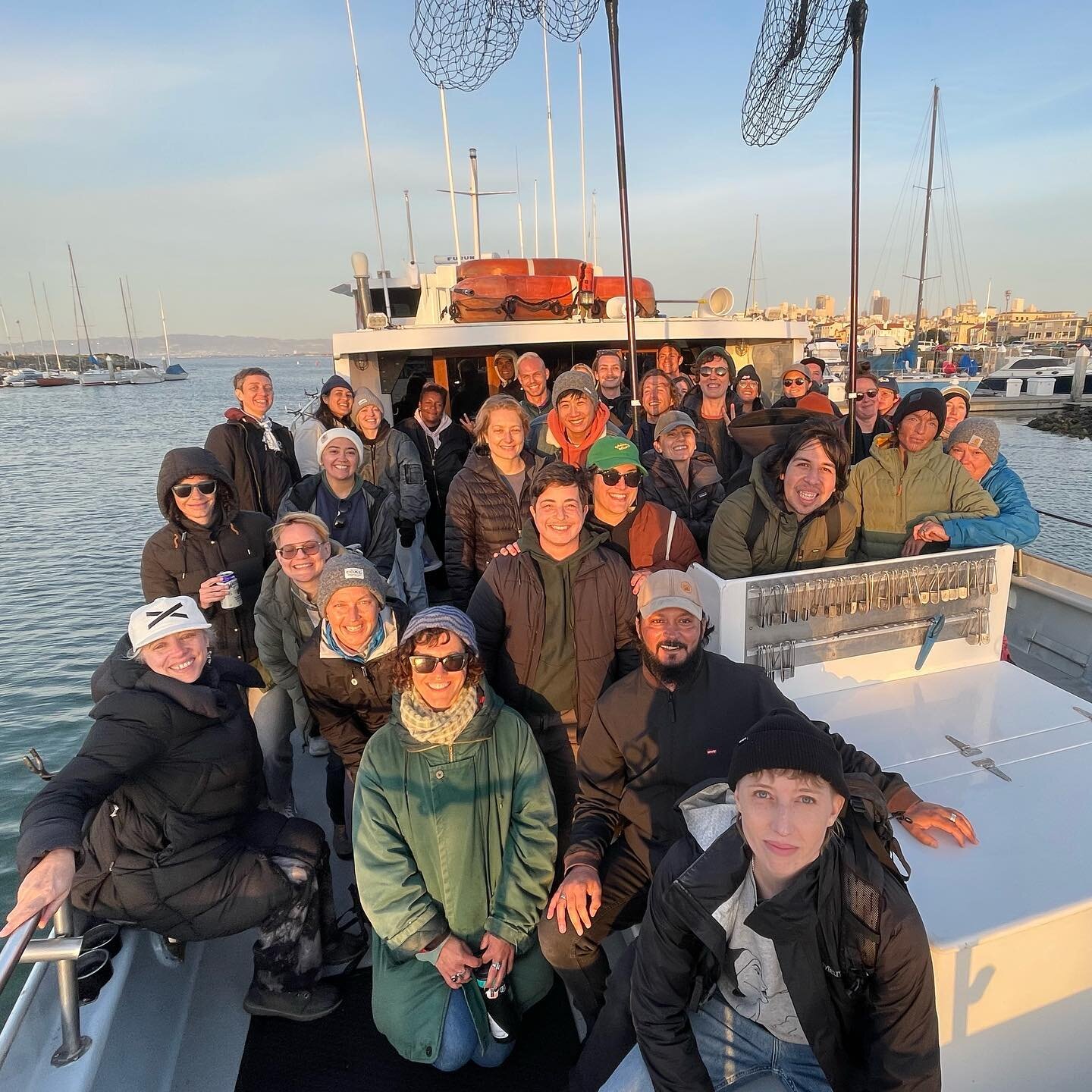 Thanks to Salty Ladies, 4 g(r)ays + ocean loving QTs who spent a magical sunset on the water w us, @oceanic.society &amp; @mapierson83 #thequeersea 🐋👀⛴️🔻💦