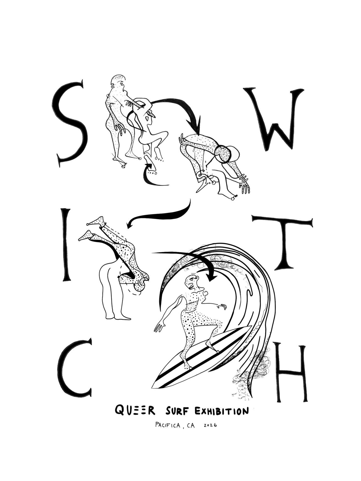 SWITCH: A Queer Surf Exhibition

WHEN: June 13, 2026

WHERE: Linda Mar Beach Pacifica, California 

WHAT: A queer beach extravaganza! There will be abundance- a surf showcase, art, drag, party waves, relays, music, activism, skating + ocean magic. 

