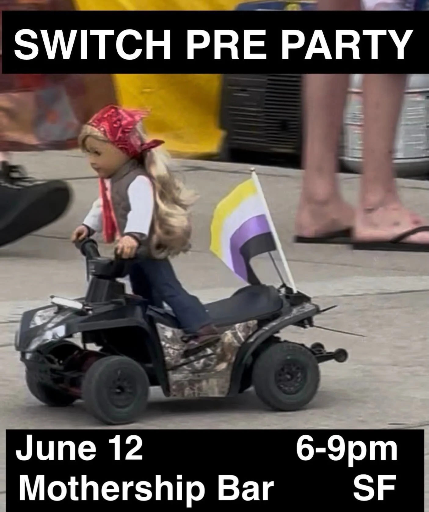 SWITCH: A Queer Surf Exhibition Pre Party

WHEN: June 12th, Friday 6-9pm 

WHERE: Mothership Bar
Mission District, San Francisco
Outdoors, back patio. 

WHAT: Mix + mingle w  surfers + voyeurs before SWITCH. 
Merch will be there, get first dibs! 

Al