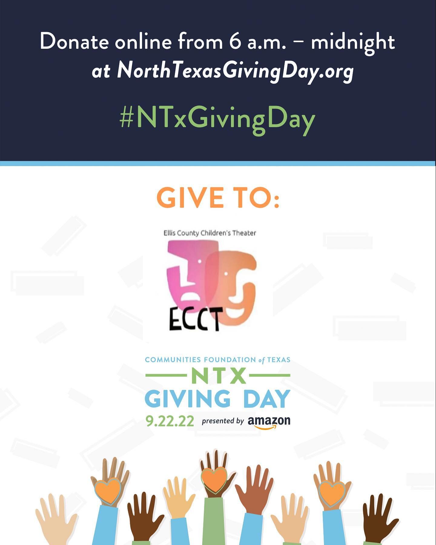 North Texas Giving Day is coming up- Mark your calendar!
Help us help your children in Theater Arts.
#ntxgivingday #performingarts #ecctshows