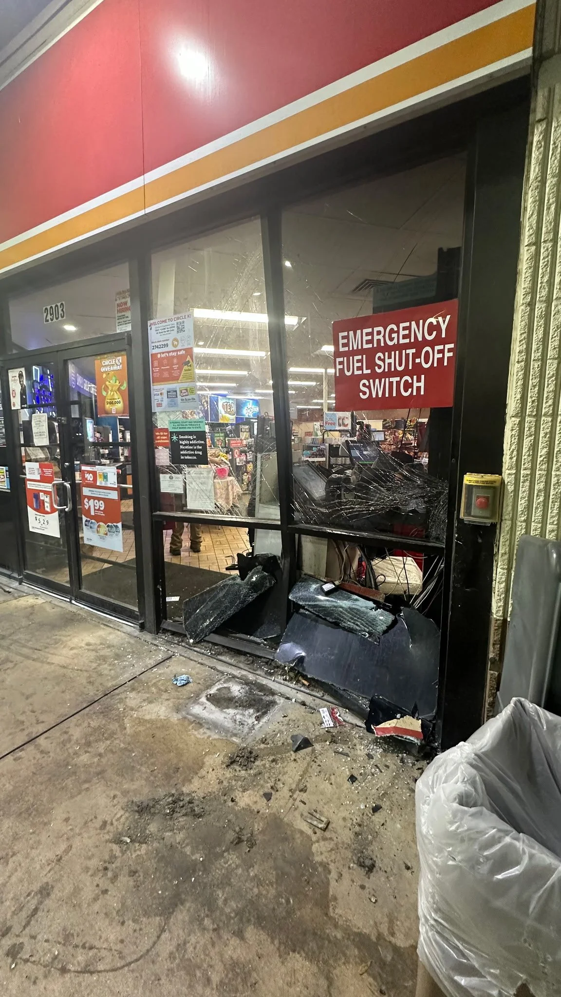 Emergency storefront car accident replacement repair in San Antonio, Texas