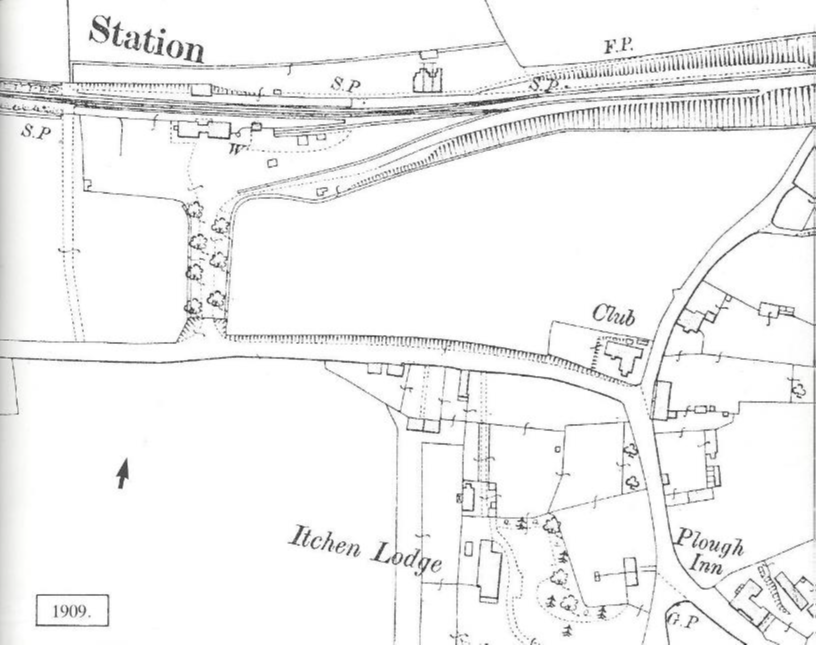  1909 map of the Itchen Abbas station site 
