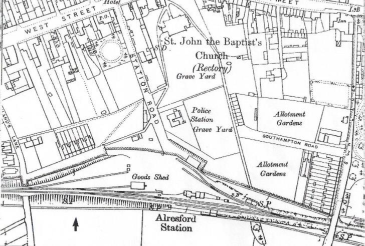  Early 20th C map. The Good Shed is now the Visitors centre, named after Edward Knight. Station Rd was the house and plot demolished to make an access road from West St. 