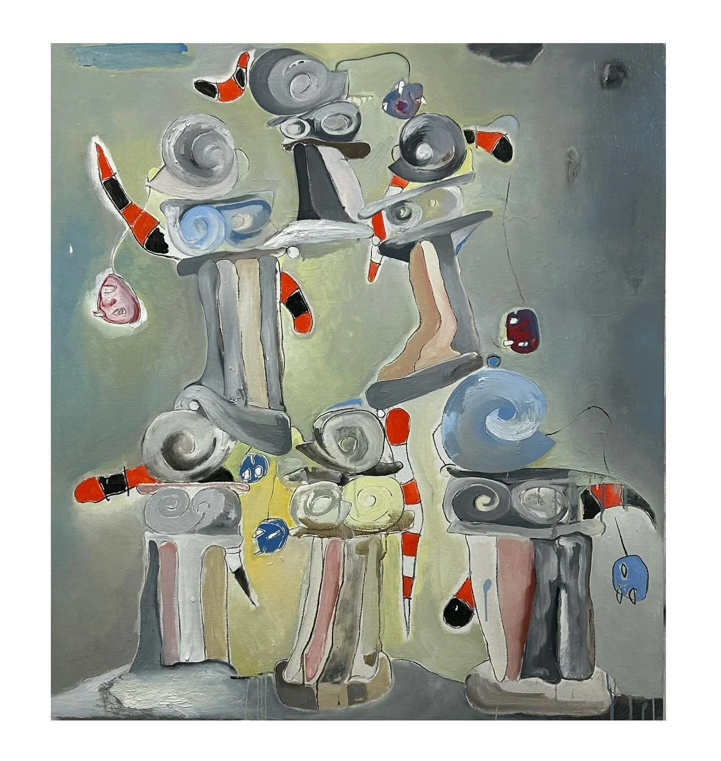 House of Cards, [oil on linen] [April-June &lsquo;24]

#contemporarypainting #abstraction #oilpainting #rats #plinths #snails #plug #socket #artistsoninstagram