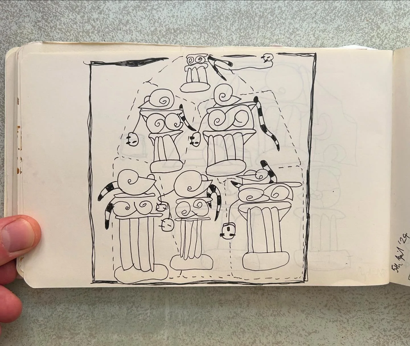 Study for &lsquo;House of Cards&rsquo; [April &lsquo;24]

#sketchbook #line #plinth #rat #tails #snails #plug #sockets #drawing #planning